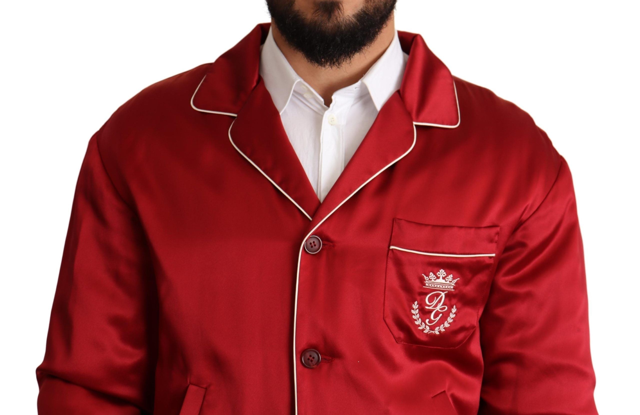 Sumptuous Silk Red Bomber Jacket - ventzia