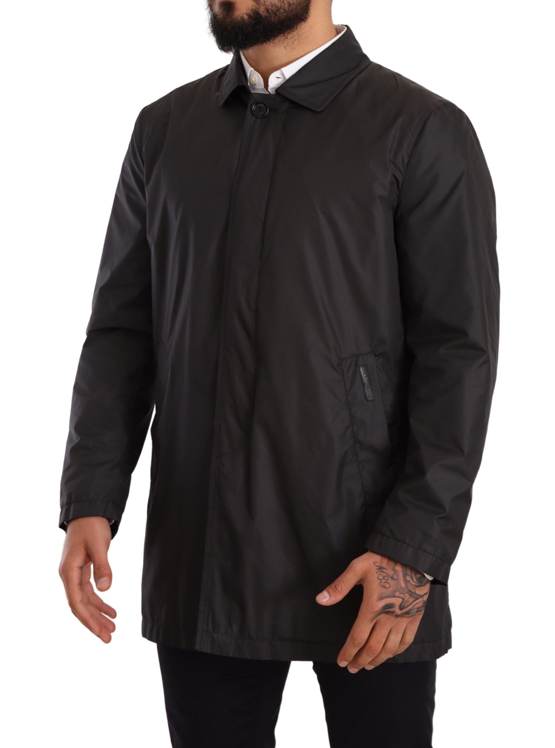 Elegant Black Trench Coat for Sophisticated Men - ventzia