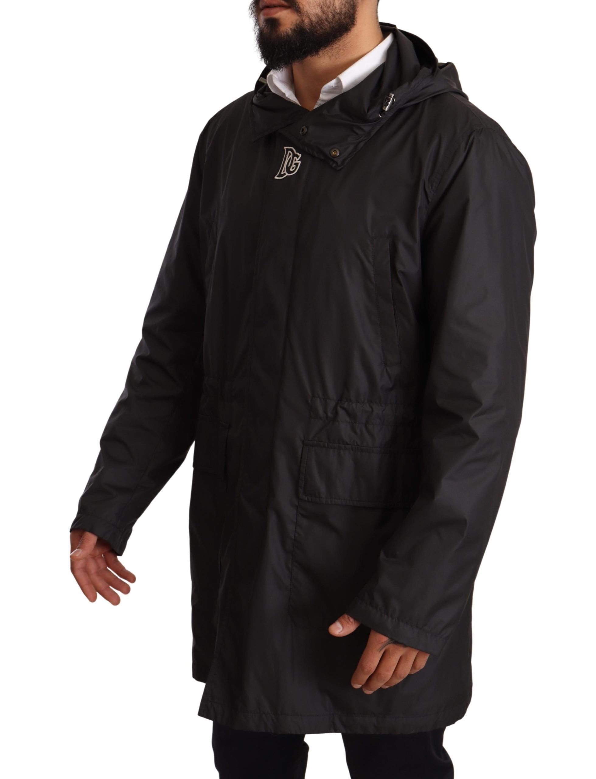 Elegant Black Hooded Blouson Jacket - ventzia