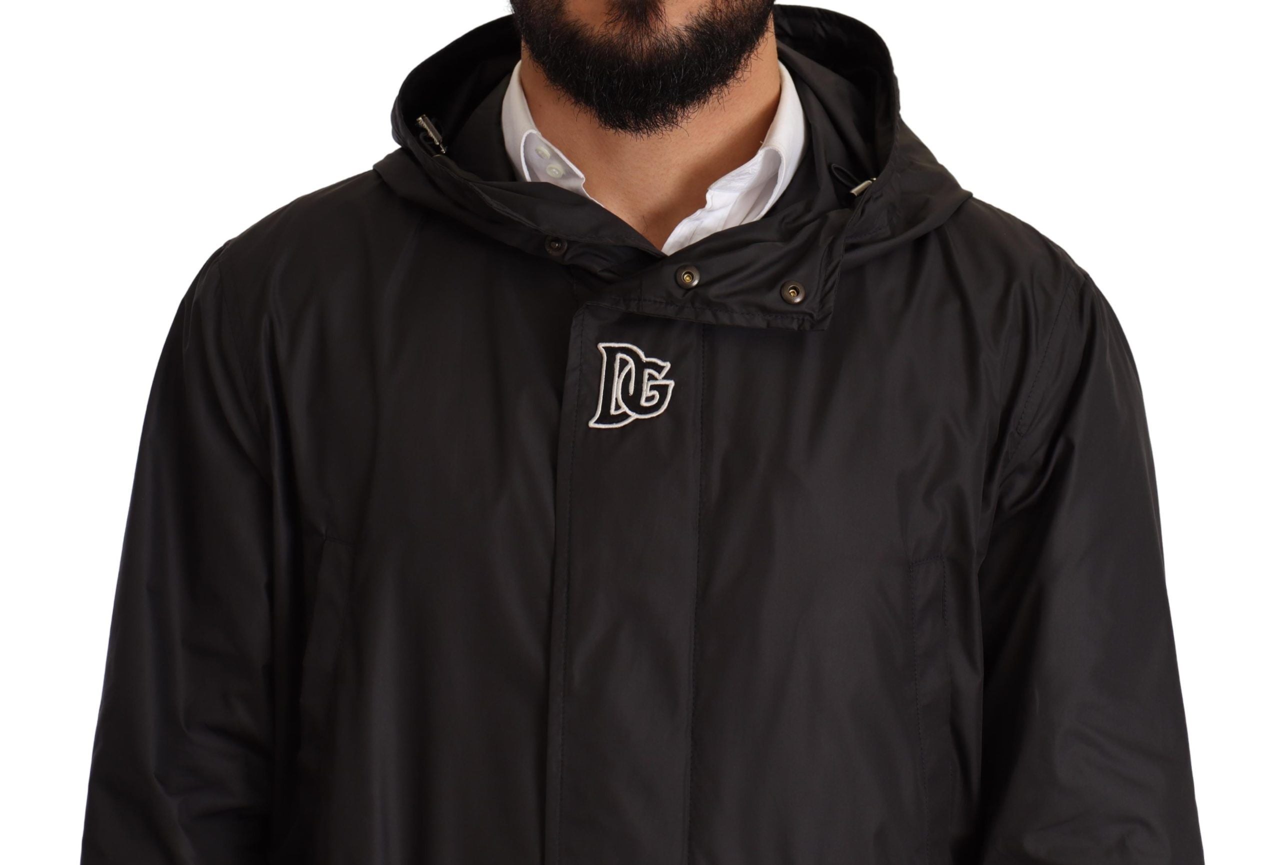 Elegant Black Hooded Blouson Jacket - ventzia