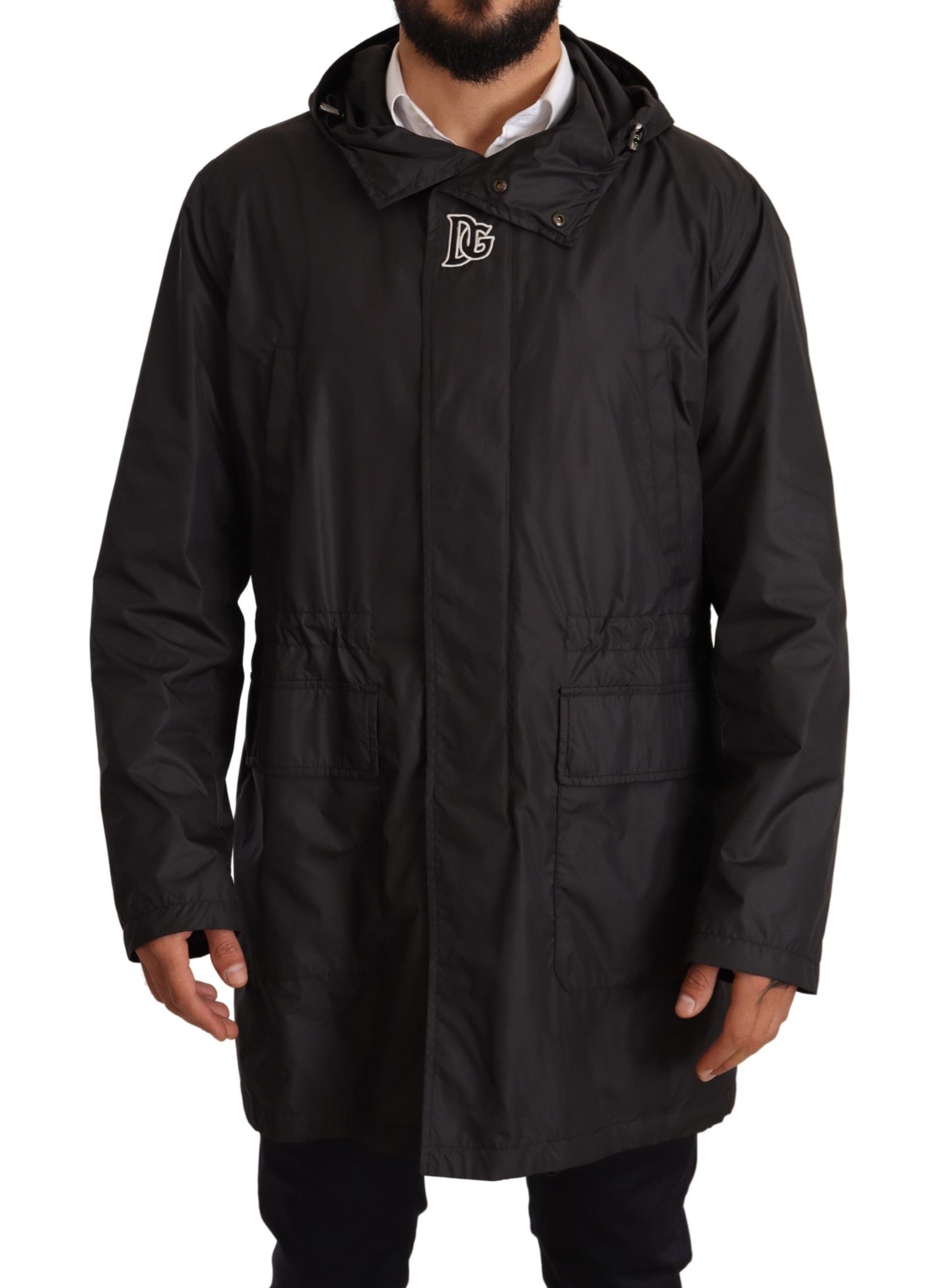 Elegant Black Hooded Blouson Jacket - ventzia