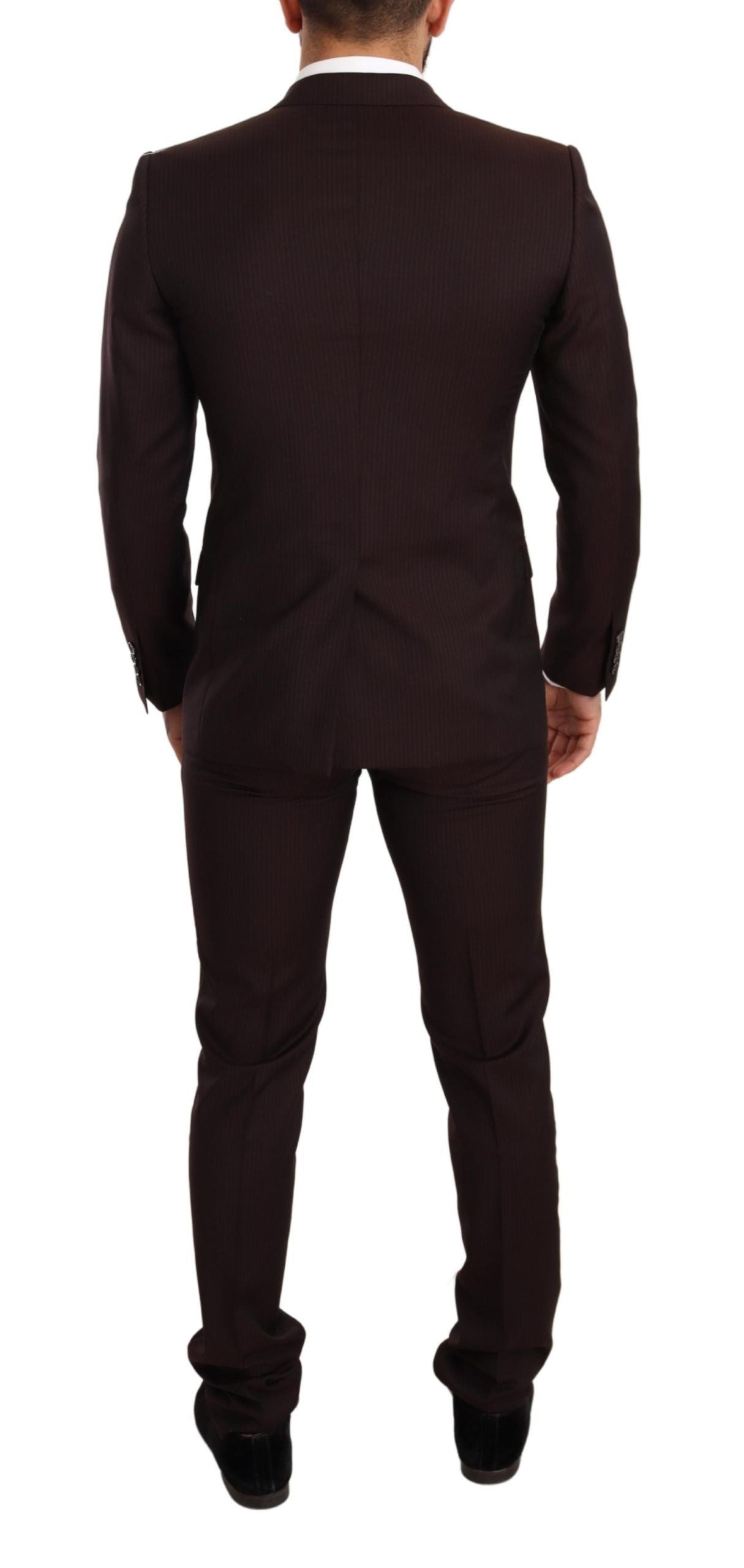 Elegant Bordeaux Striped Martini Suit - ventzia