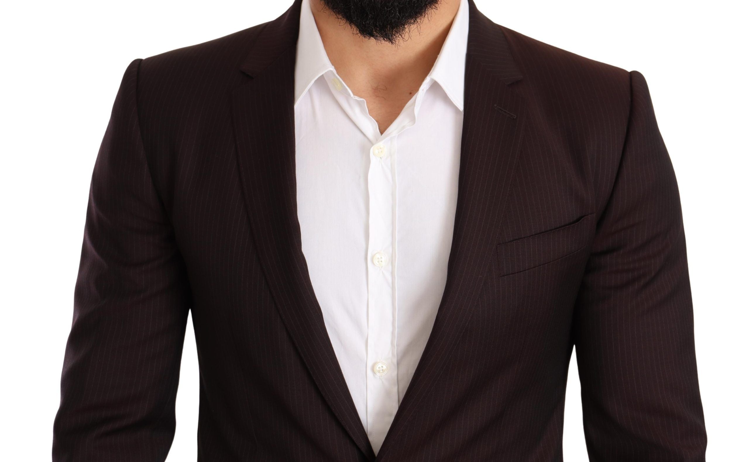 Elegant Bordeaux Striped Martini Suit - ventzia