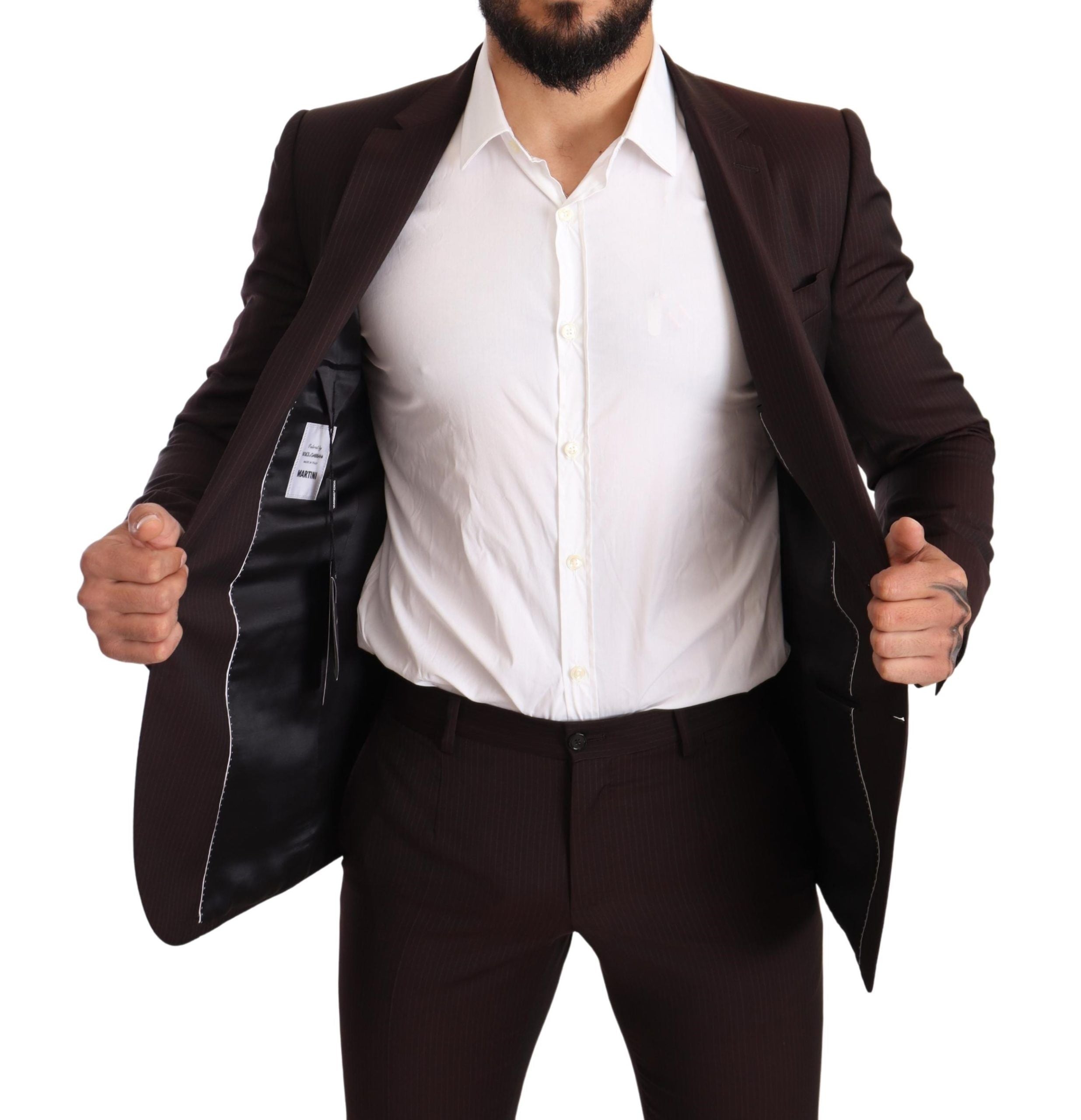 Elegant Bordeaux Striped Martini Suit - ventzia