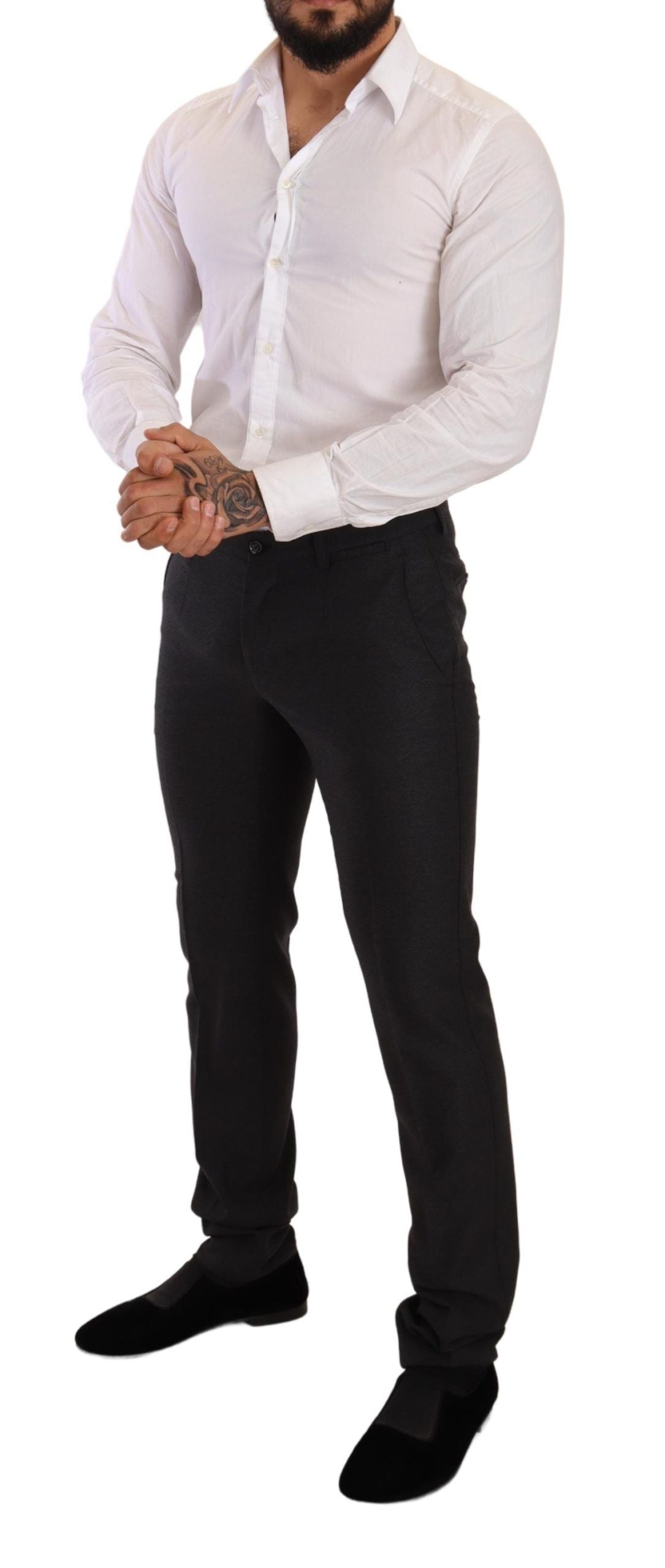 Elegant Gray Martini Wool Suit - ventzia