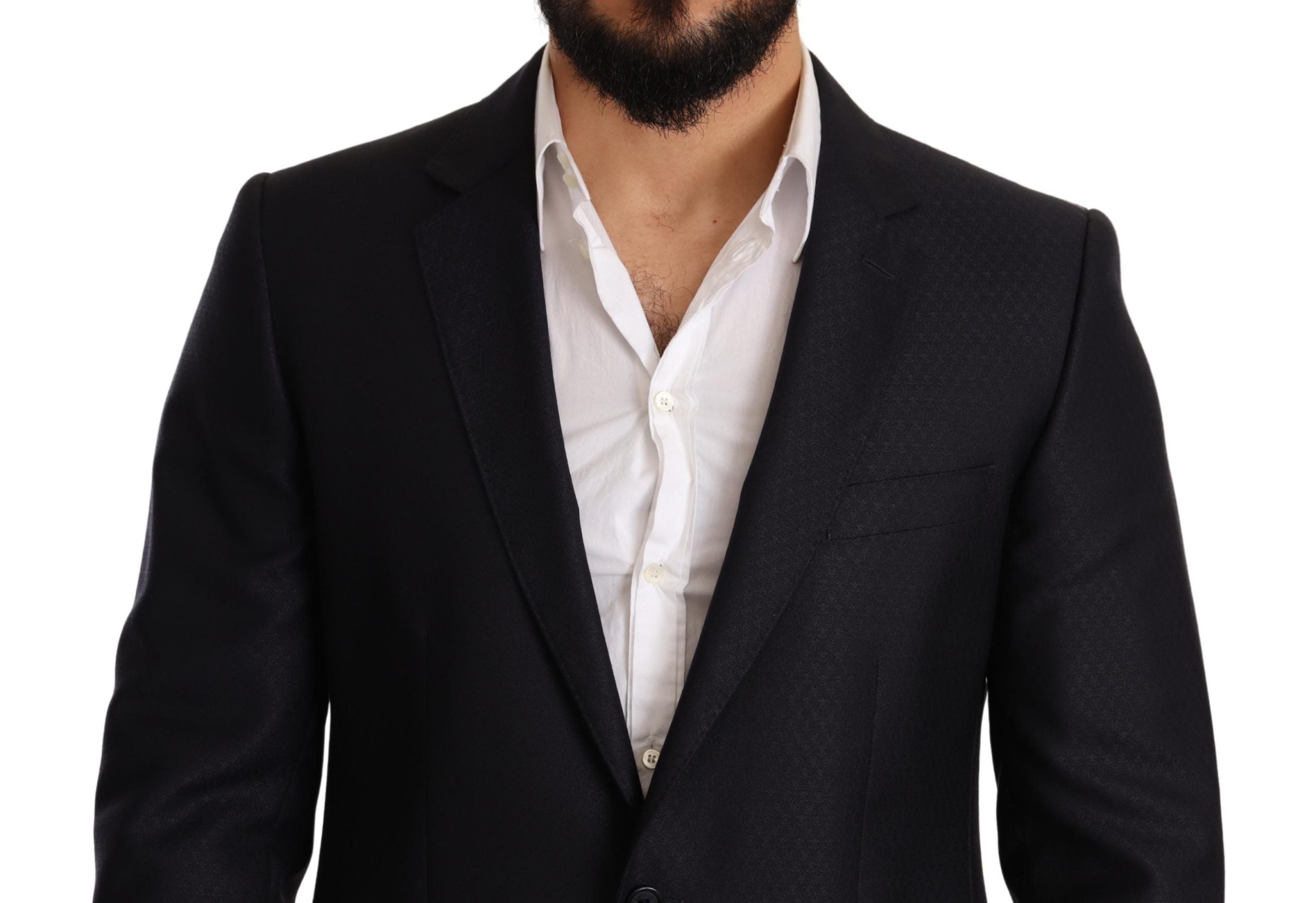 Elegant Slim Fit Jacquard Suit in Blue - ventzia