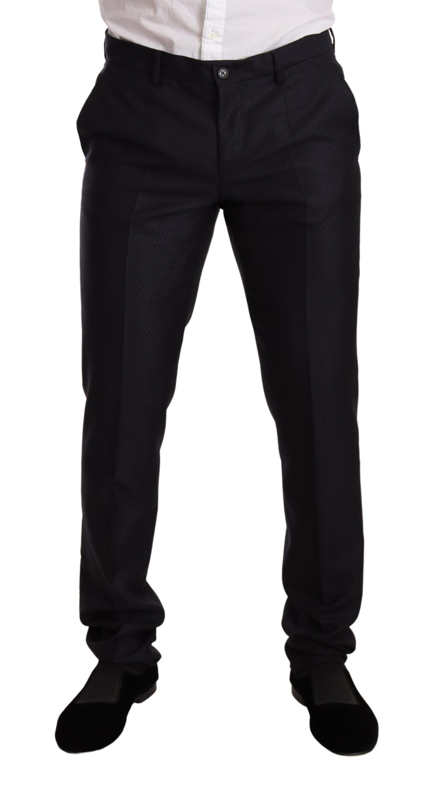 Elegant Slim Fit Jacquard Suit in Blue - ventzia
