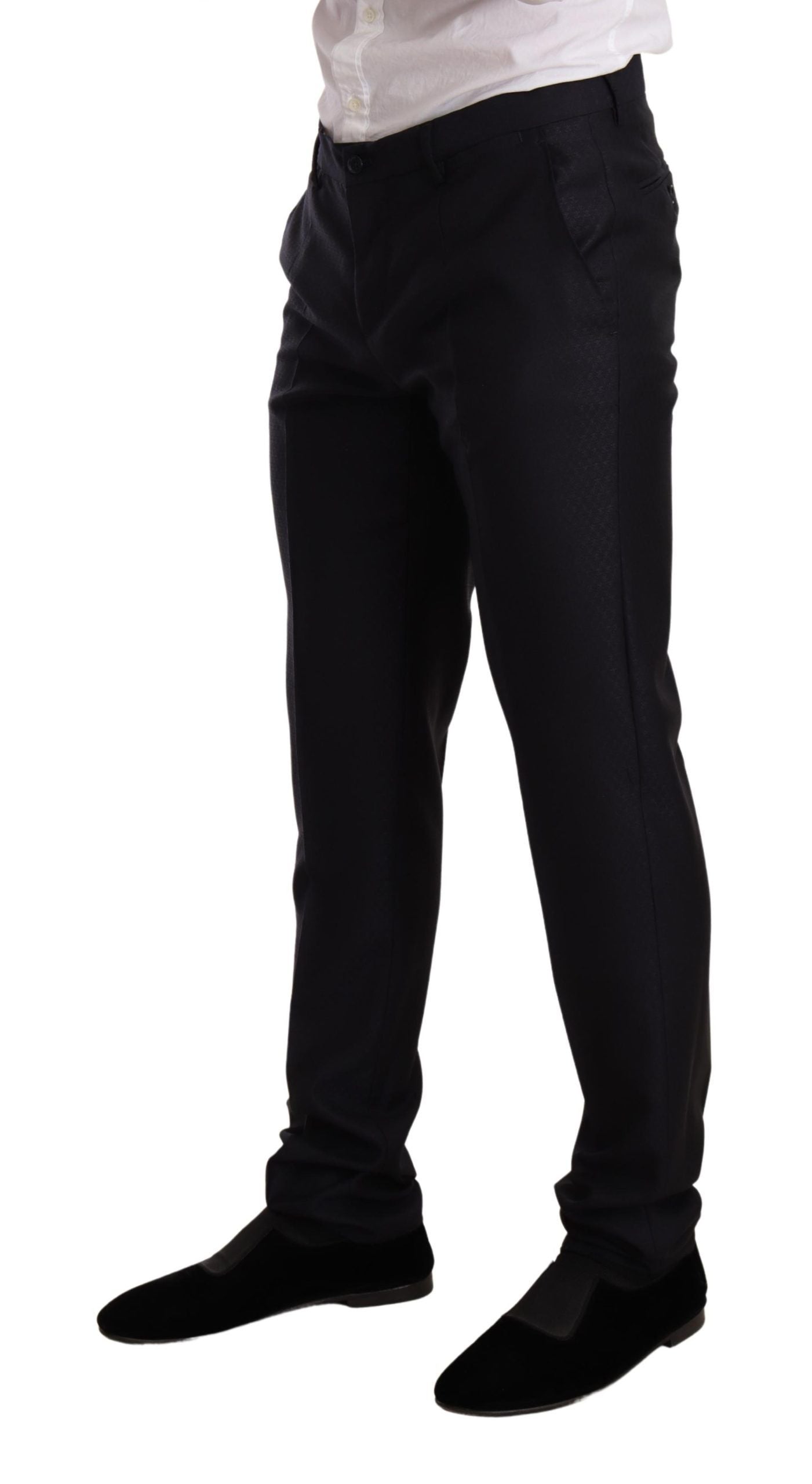Elegant Slim Fit Jacquard Suit in Blue - ventzia