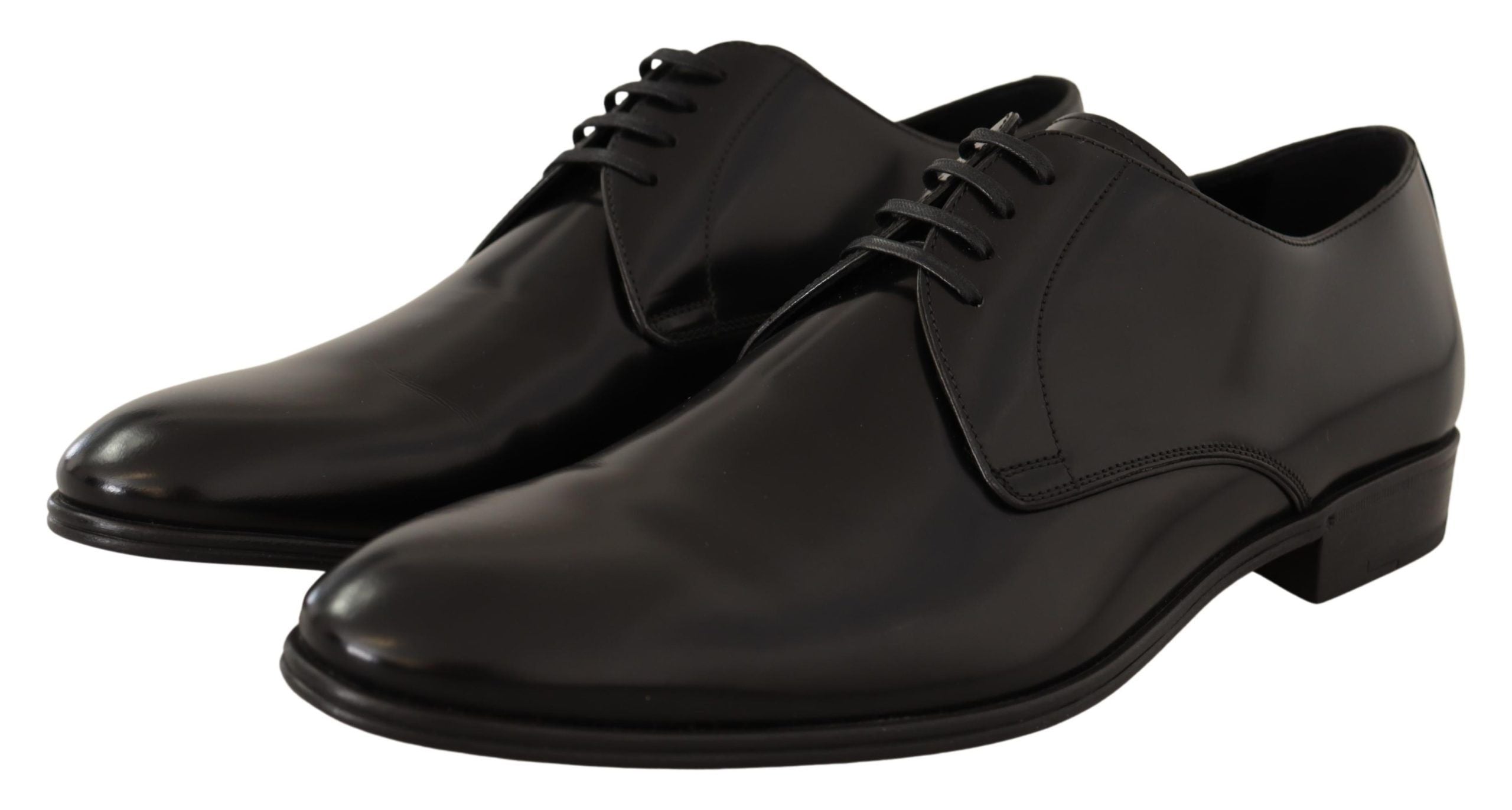 Black Leather Lace Up Men Dress Derby Shoes - ventzia