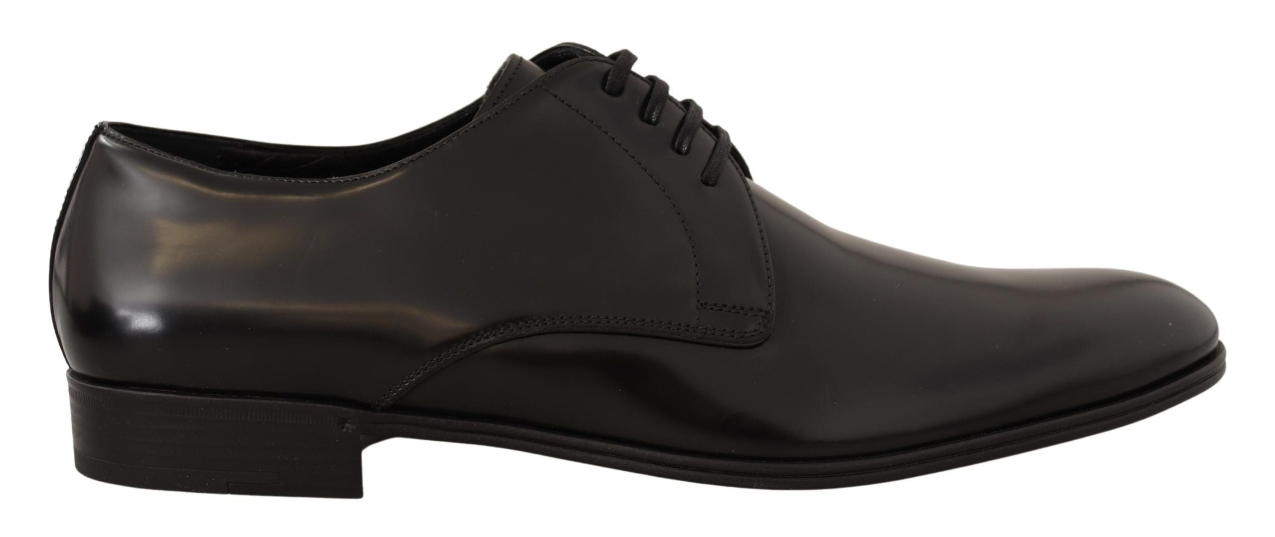 Black Leather Lace Up Men Dress Derby Shoes - ventzia
