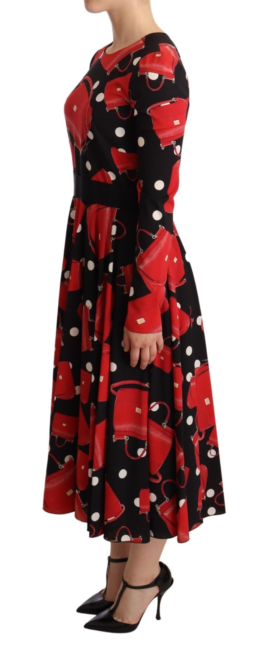 Elegant Sicily Print Flared Midi Dress - ventzia