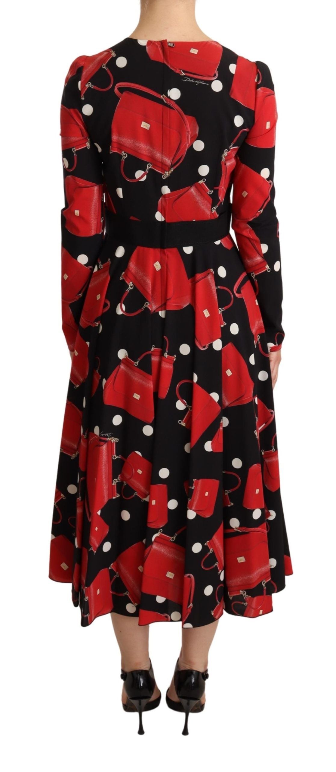 Elegant Sicily Print Flared Midi Dress - ventzia