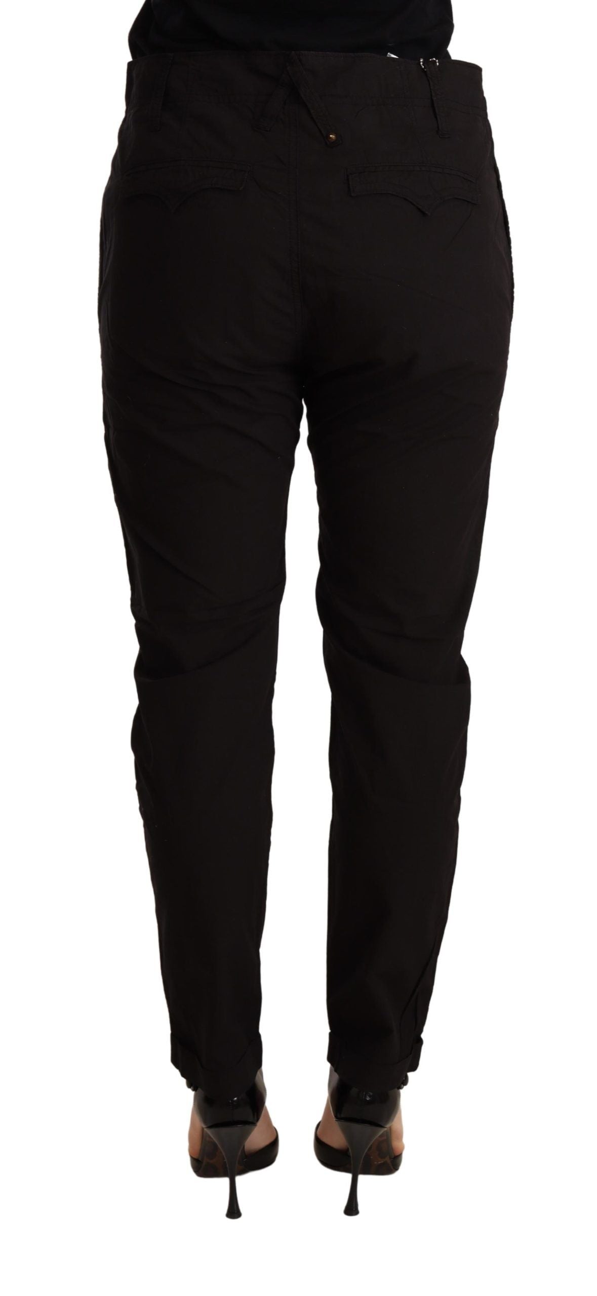 Elegant Black Baggy Cotton Pants - ventzia