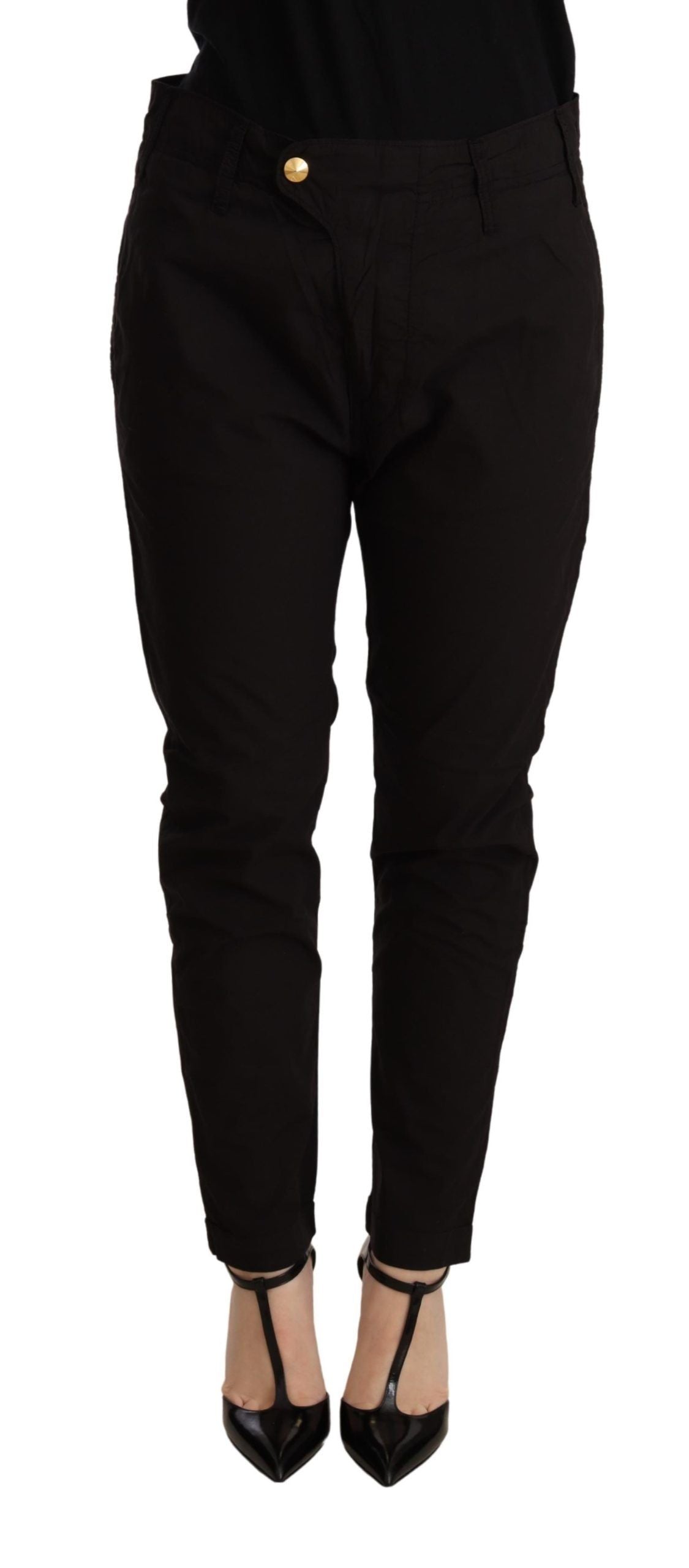 Elegant Black Baggy Cotton Pants - ventzia