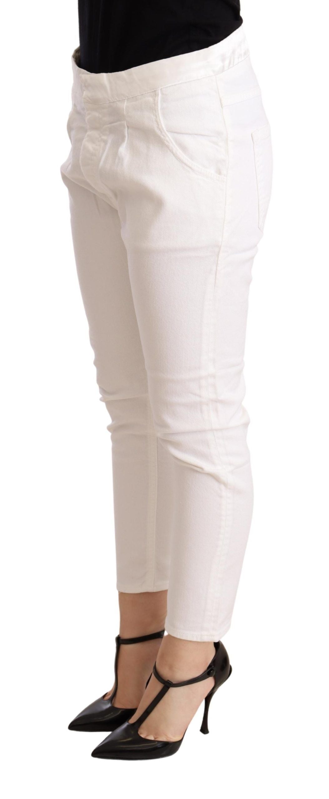 Elegant Slim Fit White Skinny Pants - ventzia