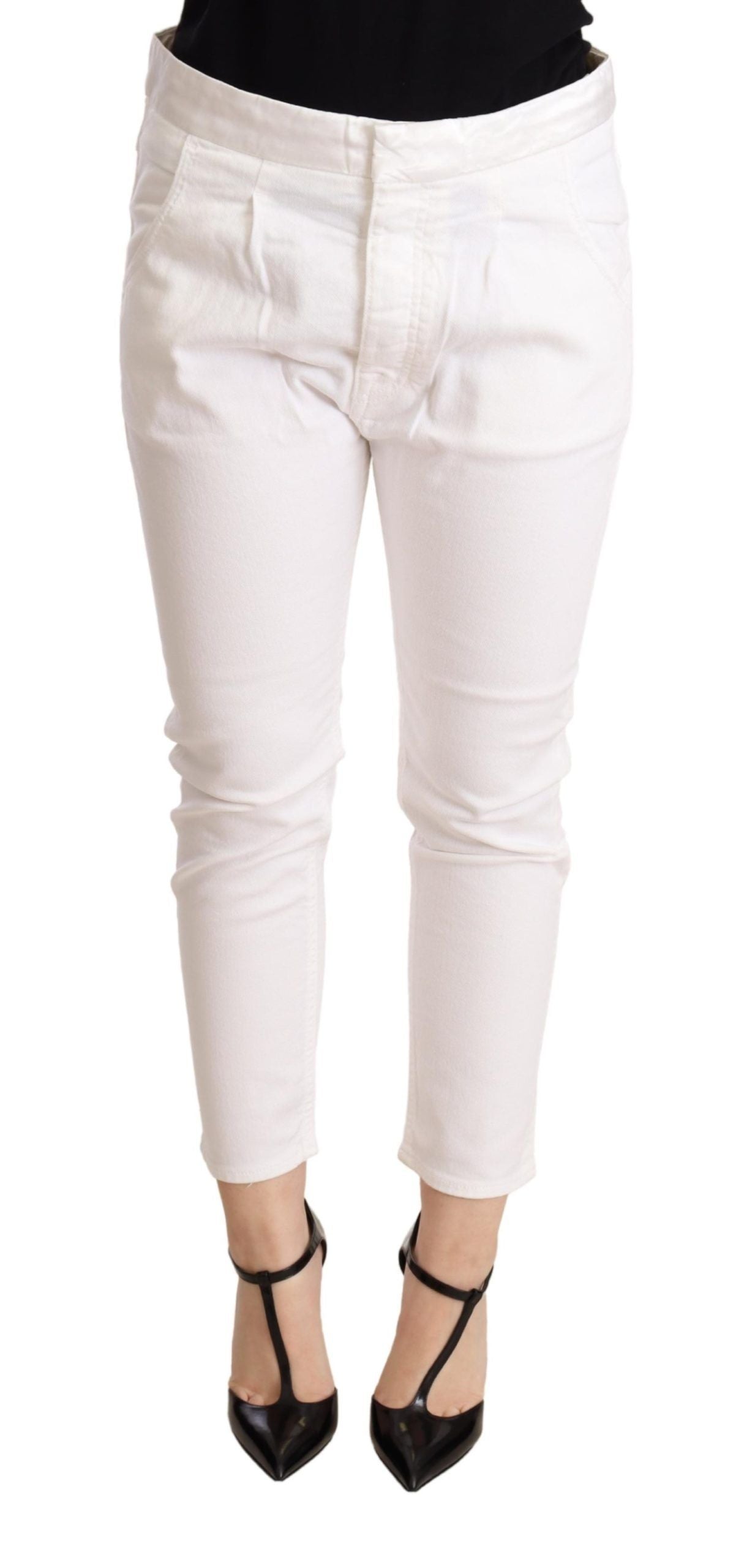 Elegant Slim Fit White Skinny Pants - ventzia