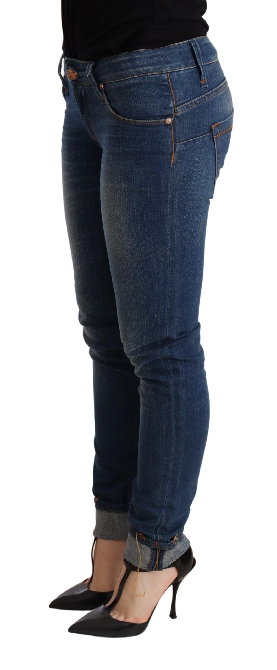 Chic Blue Washed Push-Up Skinny Jeans - ventzia