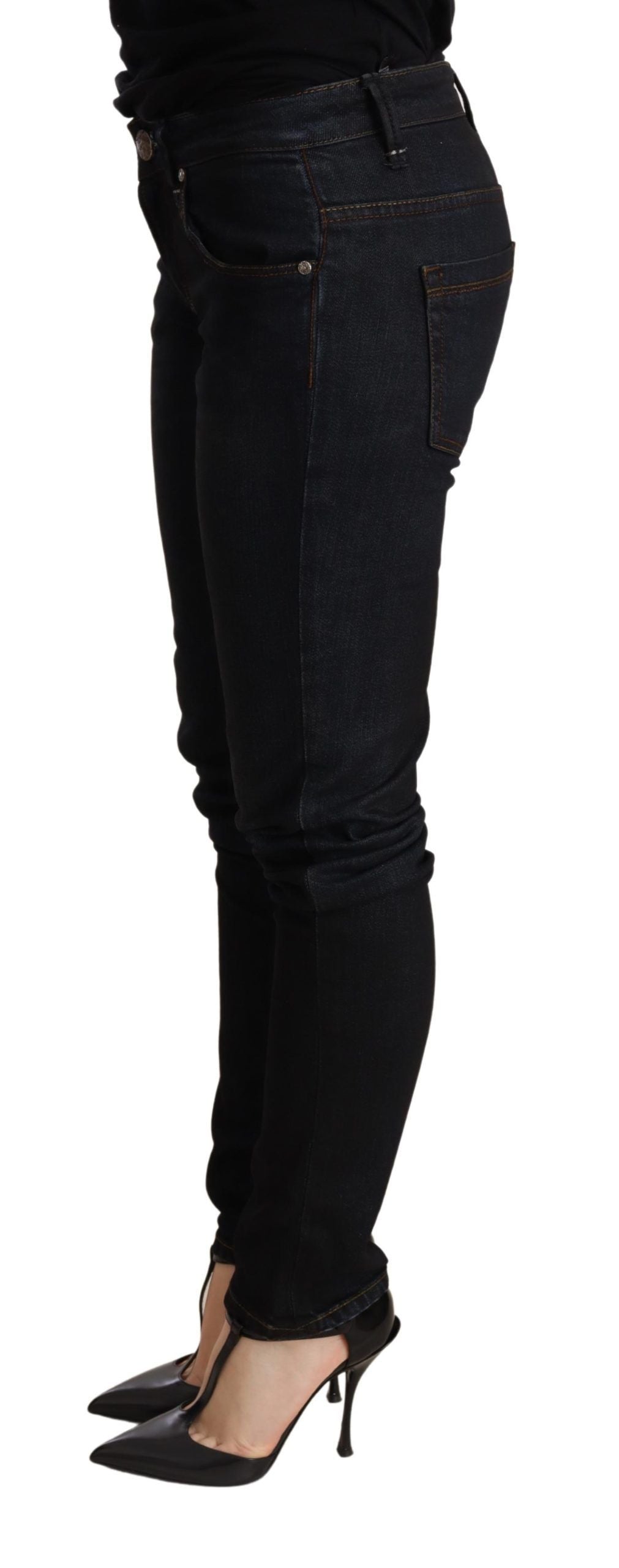 Chic Blue Washed Skinny Low Waist Jeans - ventzia