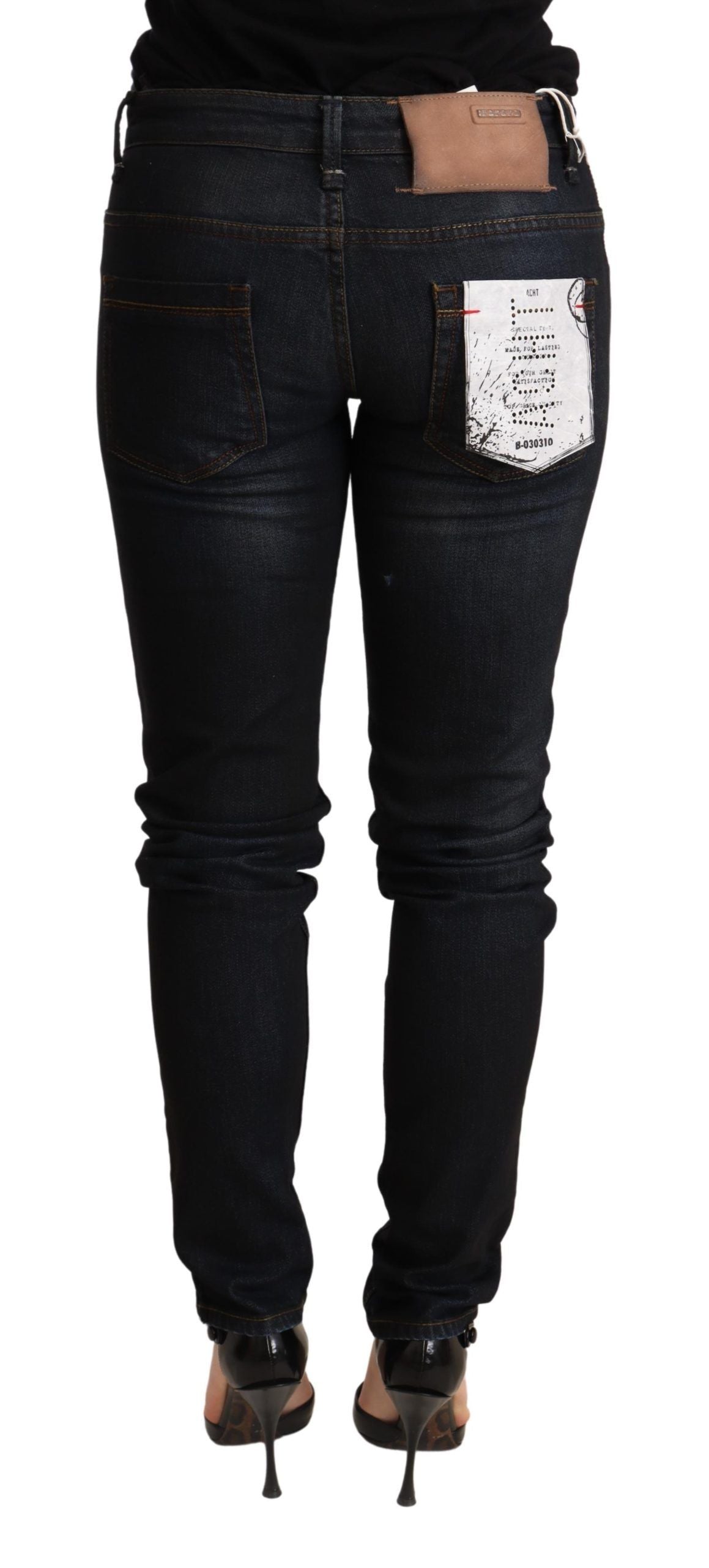 Chic Blue Washed Skinny Low Waist Jeans - ventzia