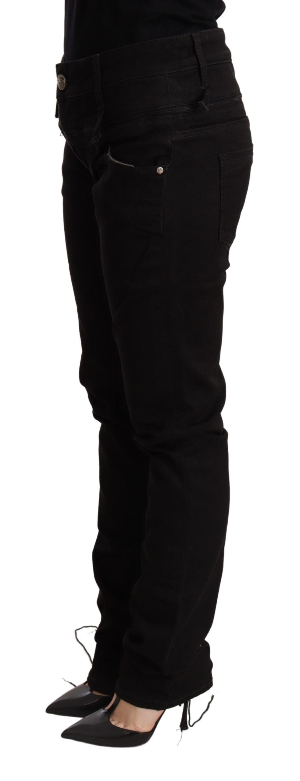 Chic Low Waist Skinny Black Denim - ventzia