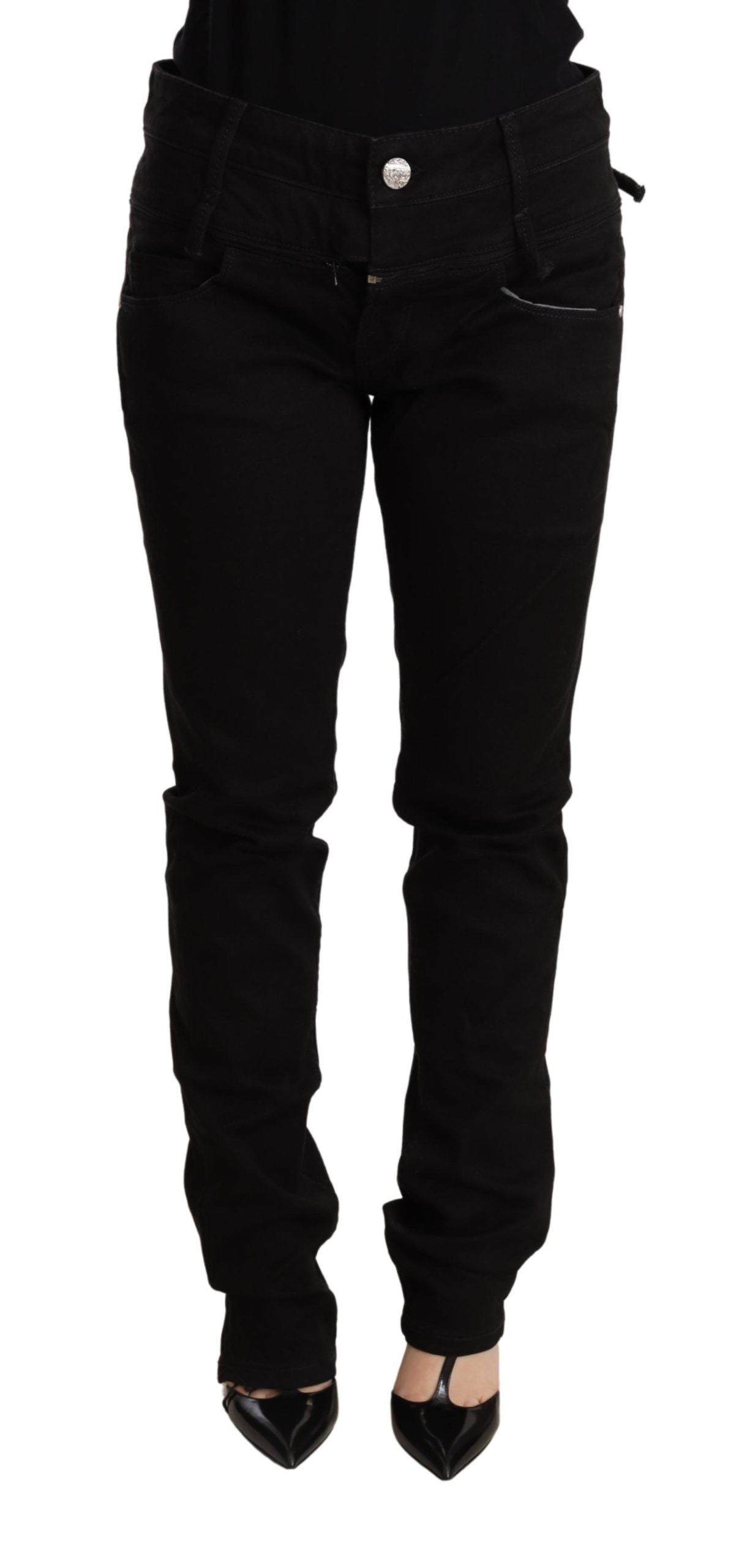 Chic Low Waist Skinny Black Denim - ventzia