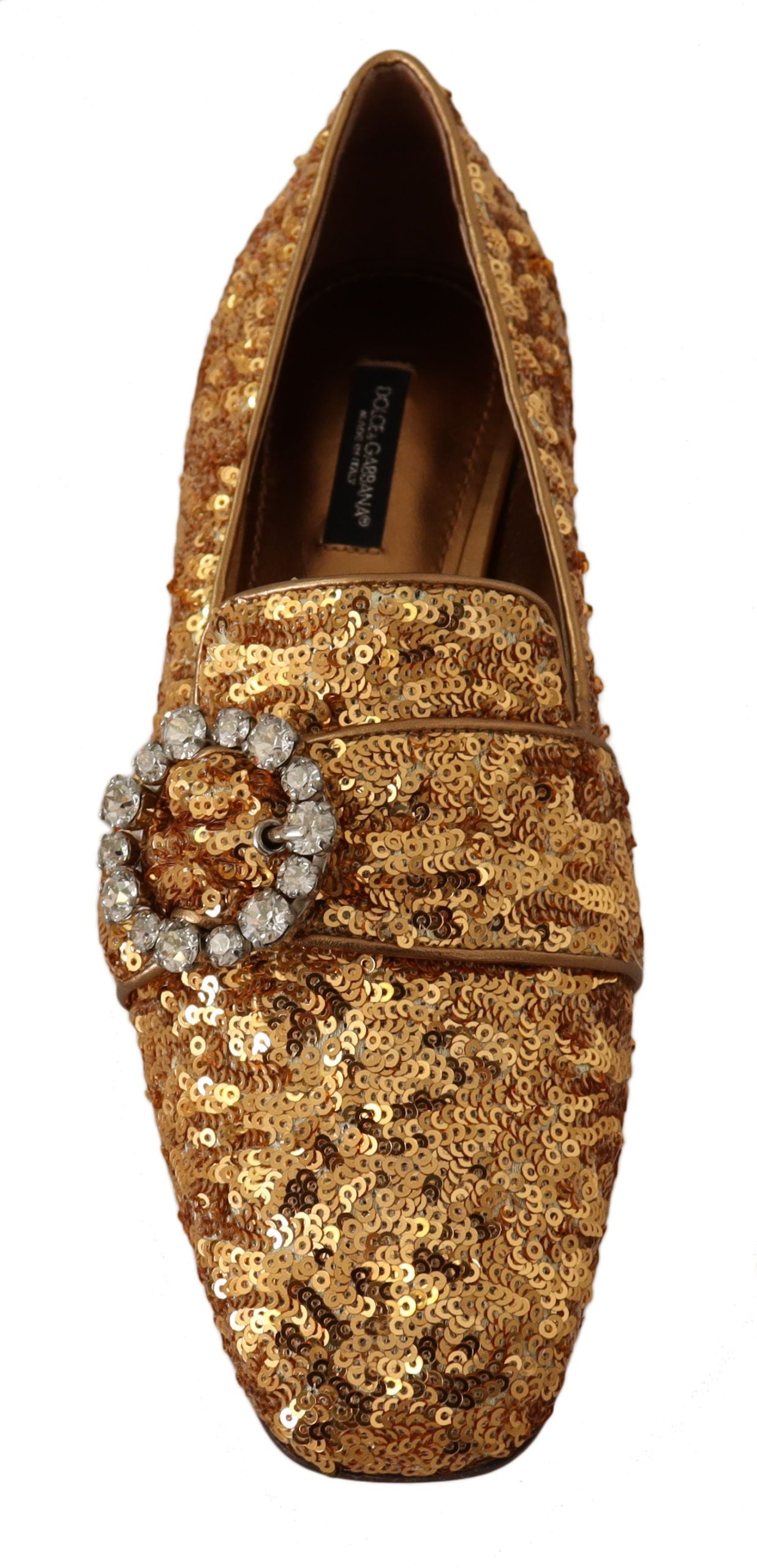 Elegant Gold Sequin Crystal Flats - ventzia