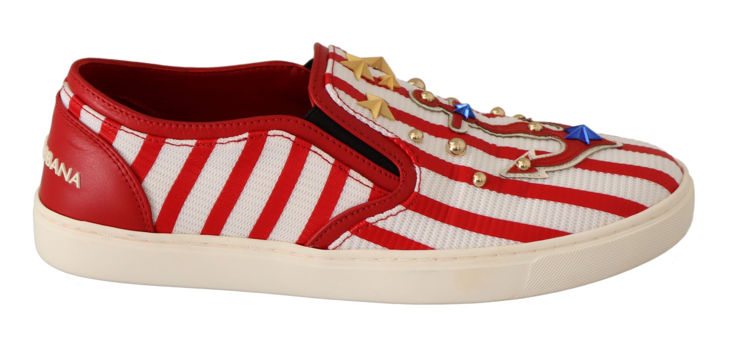 Stripe Print Studded Loafers - ventzia