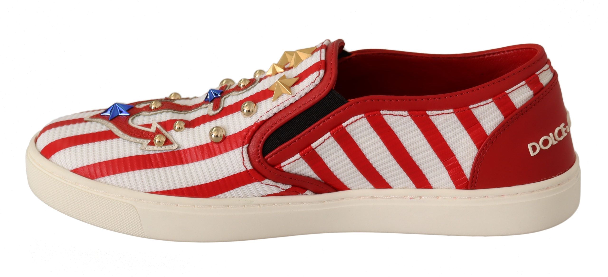 Stripe Print Studded Loafers - ventzia