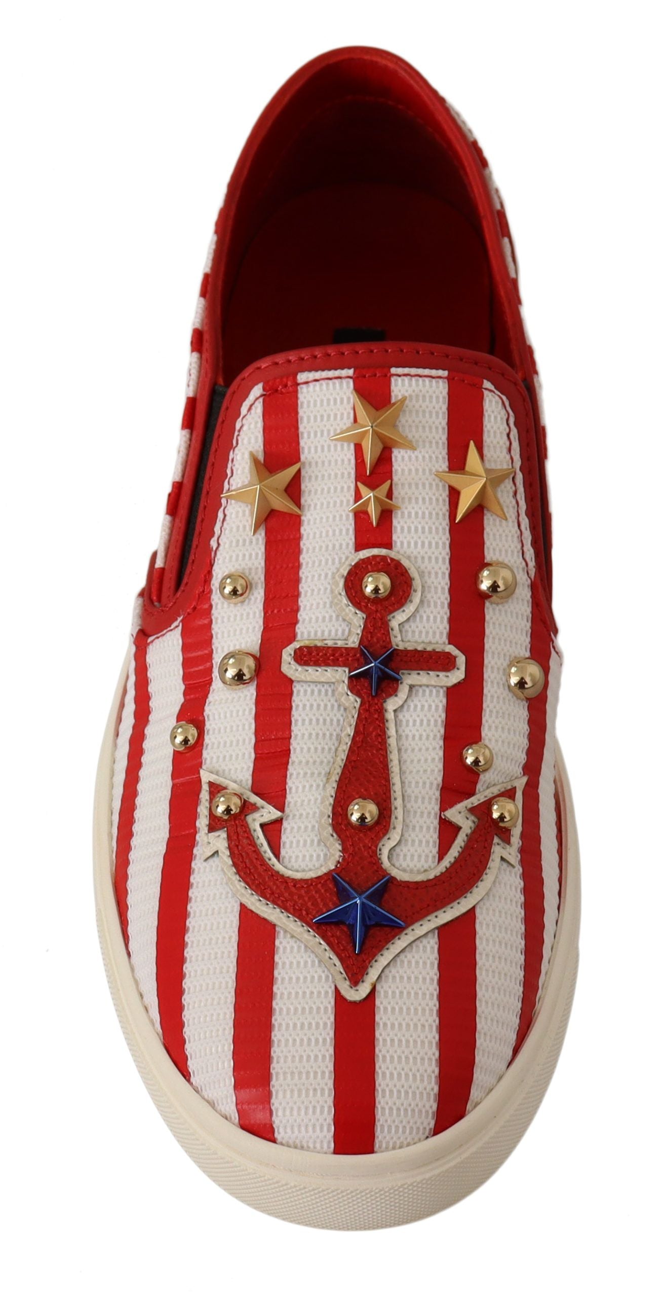 Stripe Print Studded Loafers - ventzia