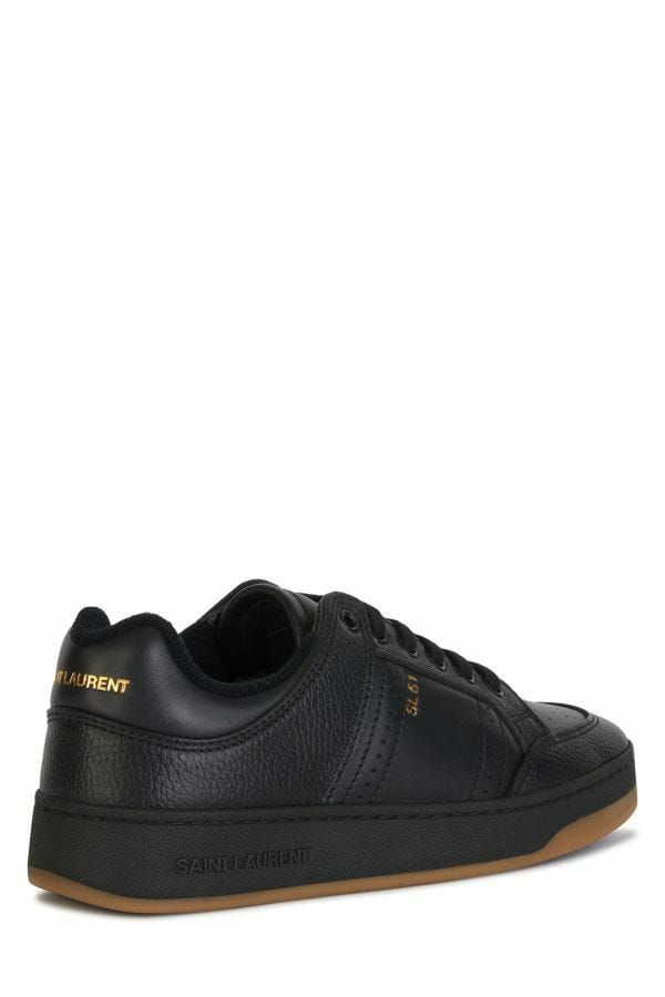 Elegant Black Low-Top Leather Sneakers - ventzia