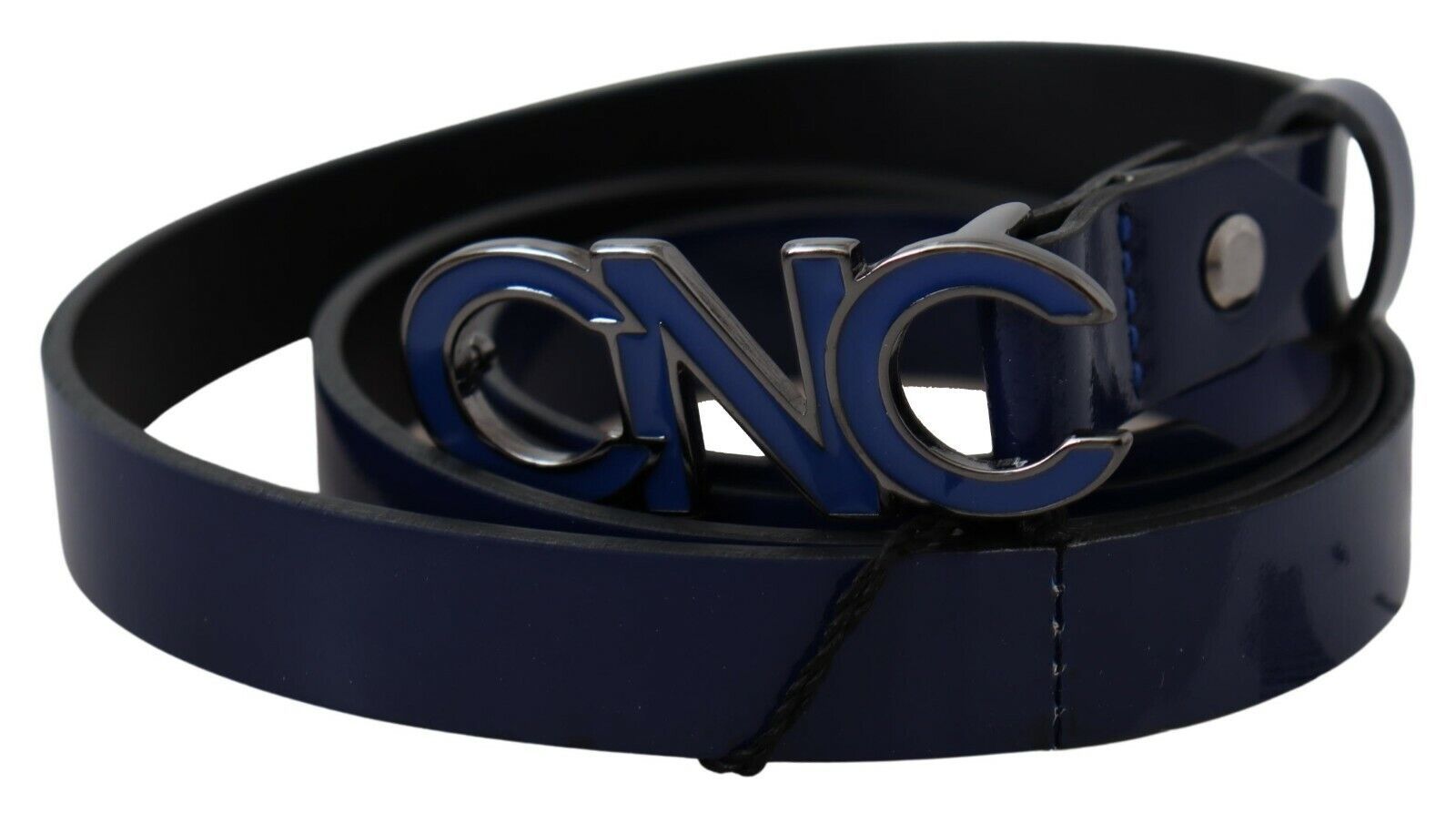 Sleek Dark Blue Leather Fashion Belt - ventzia