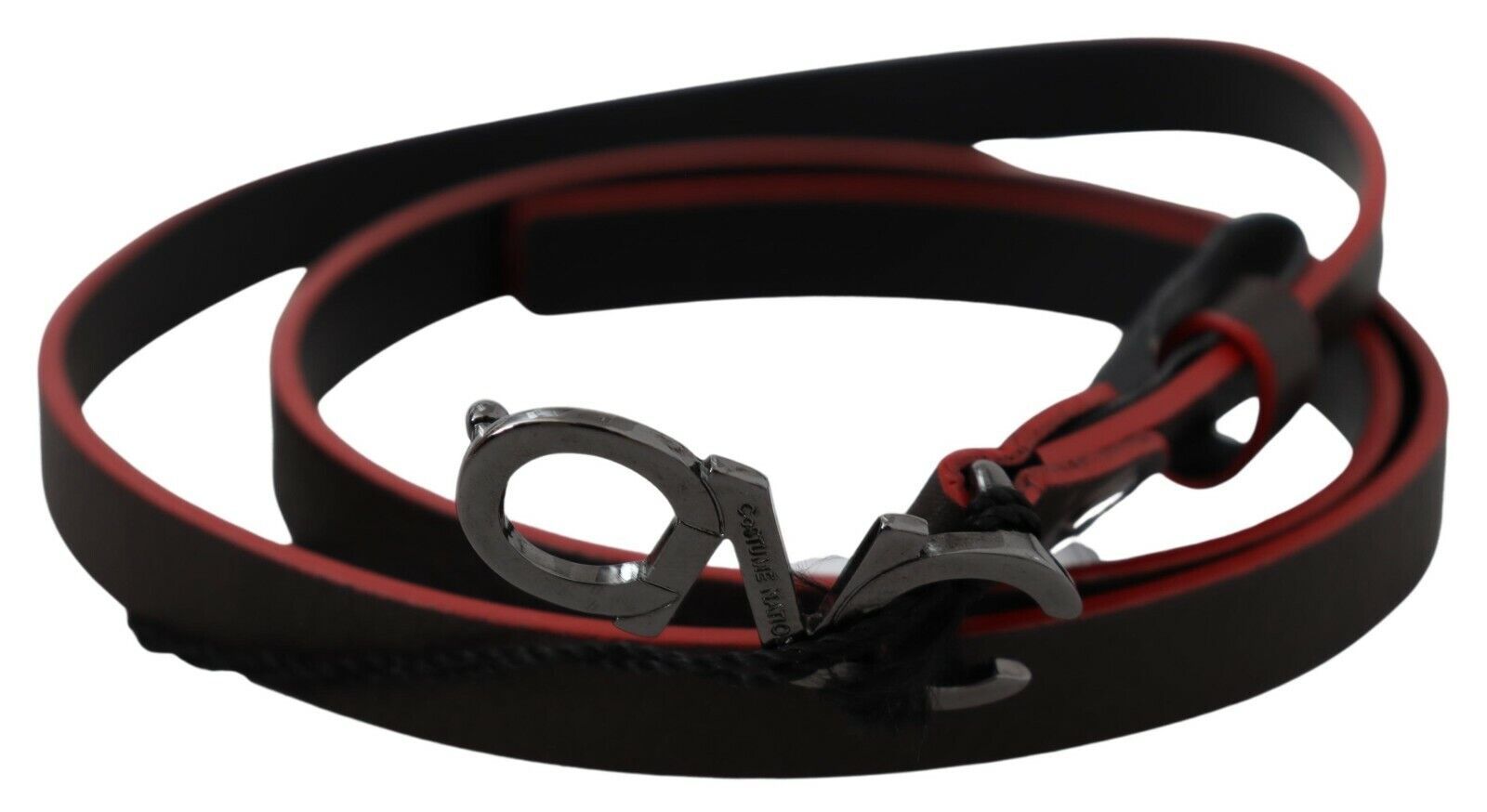 Maroon & Black Italian Leather Fashion Belt - ventzia