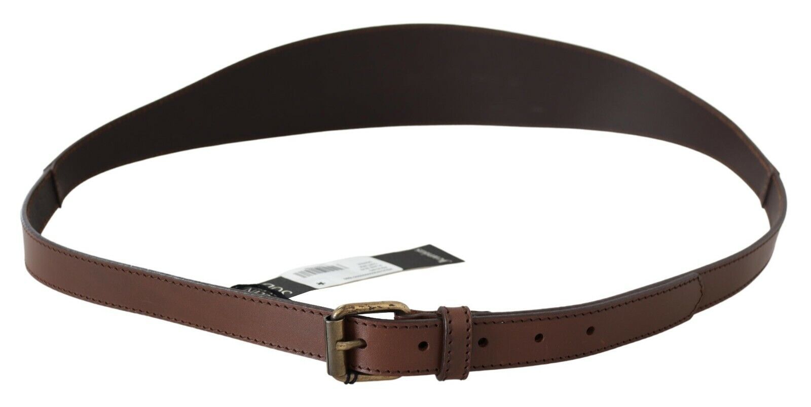 Chic Brown Leather Fashion Belt with Bronze-Tone Hardware - ventzia