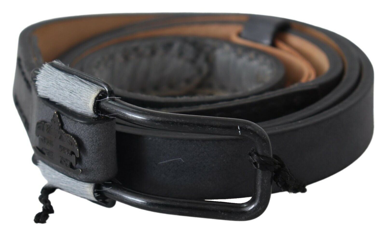 Elegant Black Braided Leather Belt - ventzia