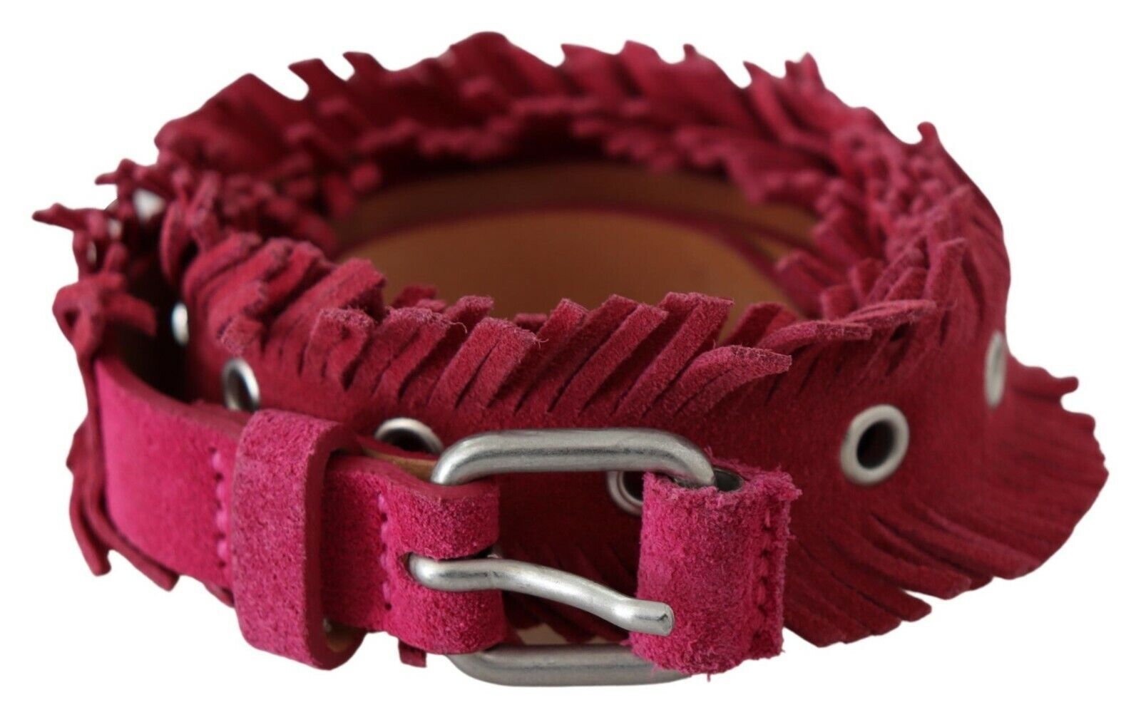 Elegant Maroon Double Buckle Leather Belt - ventzia
