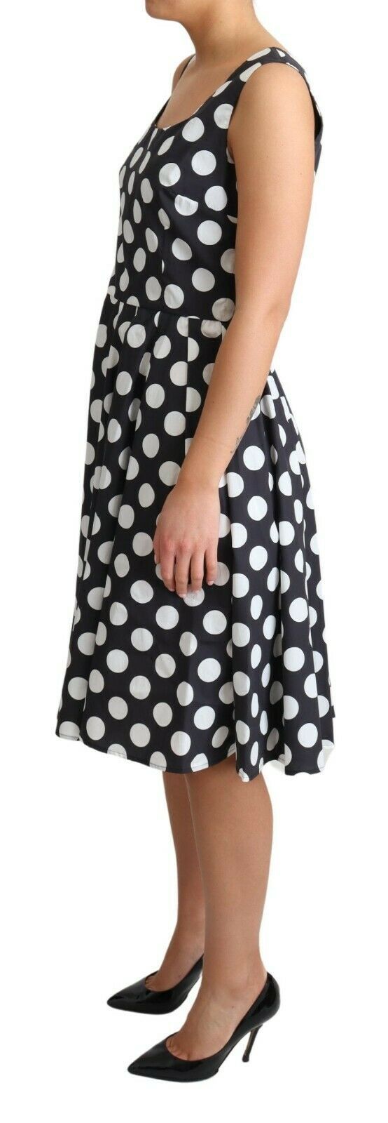 Polka Dot Sleeveless A-Line Dress - ventzia