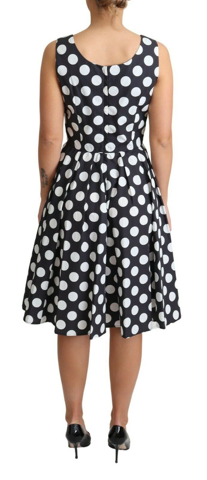 Polka Dot Sleeveless A-Line Dress - ventzia