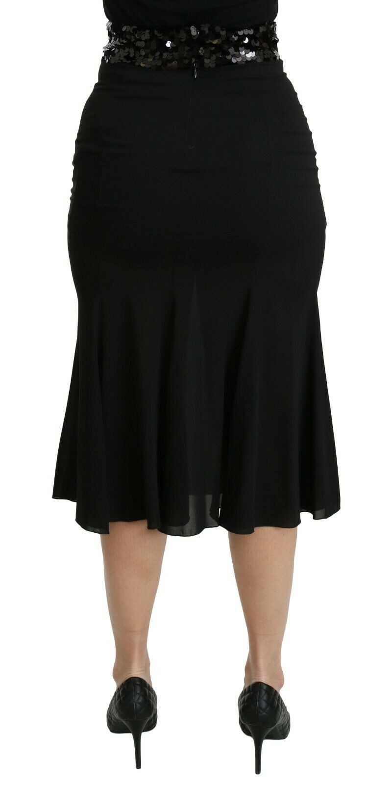 Chic High Waist Black Silk Blend Skirt - ventzia