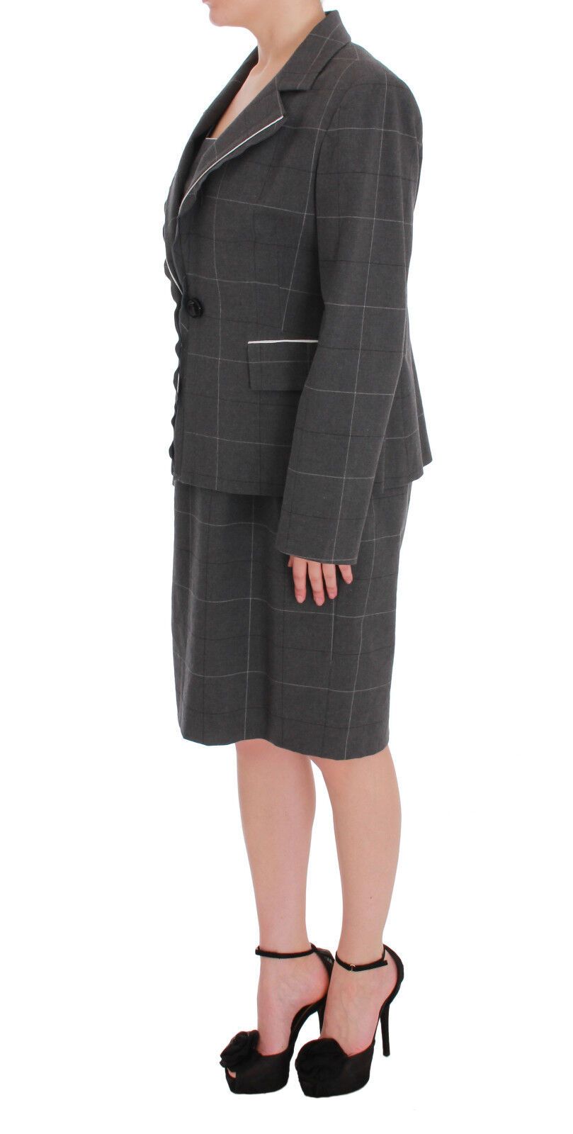 Elegant Checkered Cotton-Blend Suit Set - ventzia