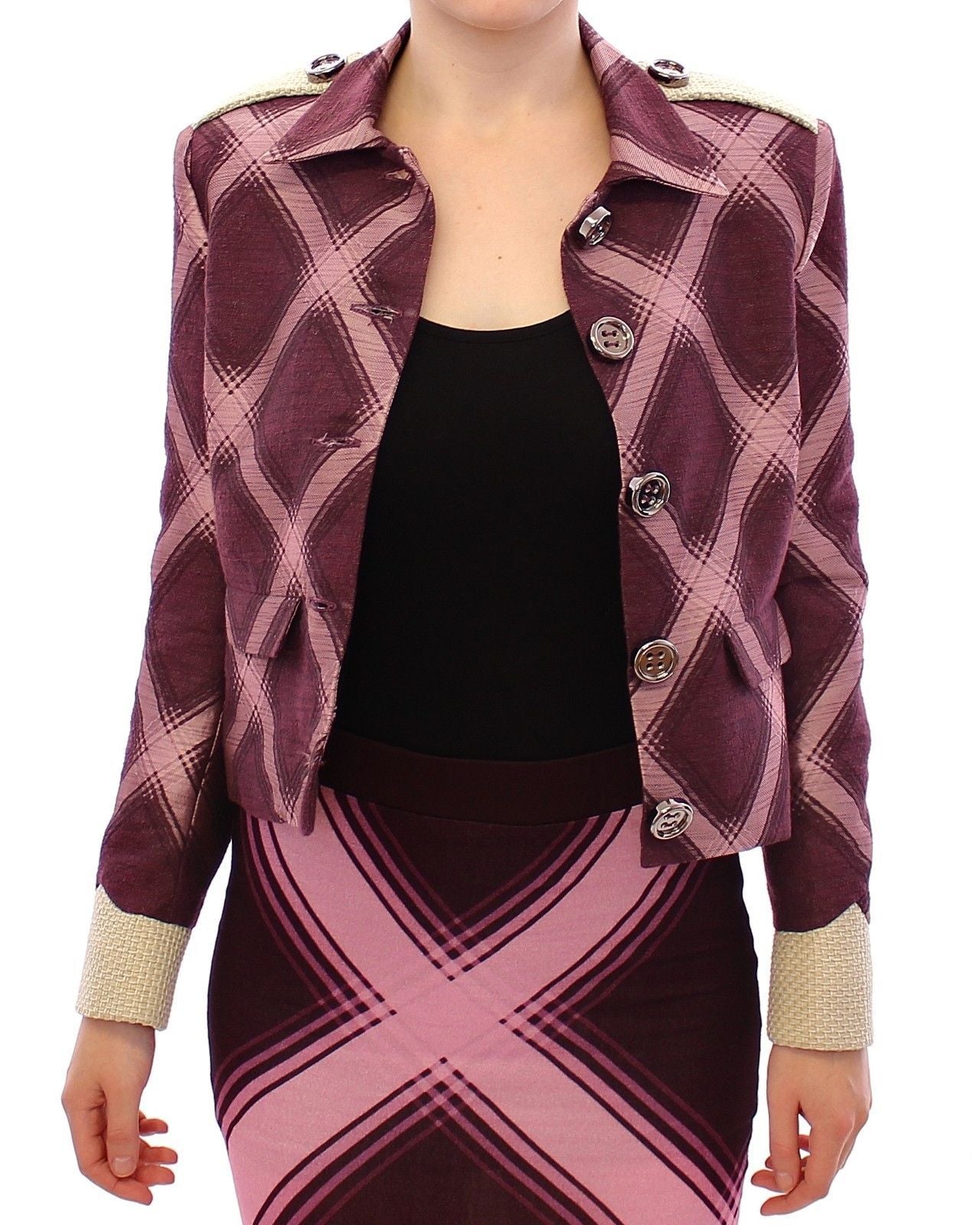Elegant Multicolor Check Print Jacket - ventzia
