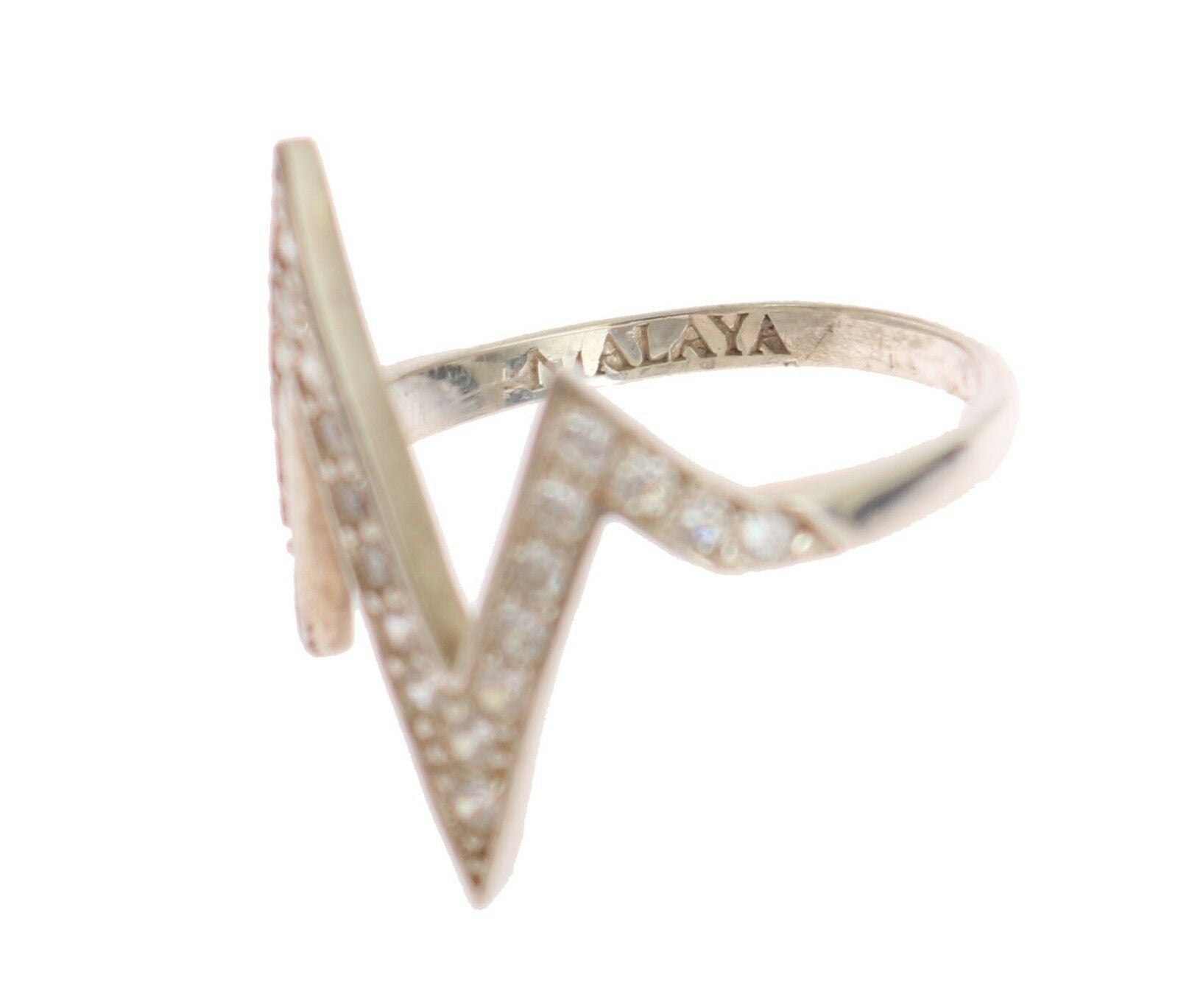 Radiant Silver Crystal Encrusted Ring - ventzia