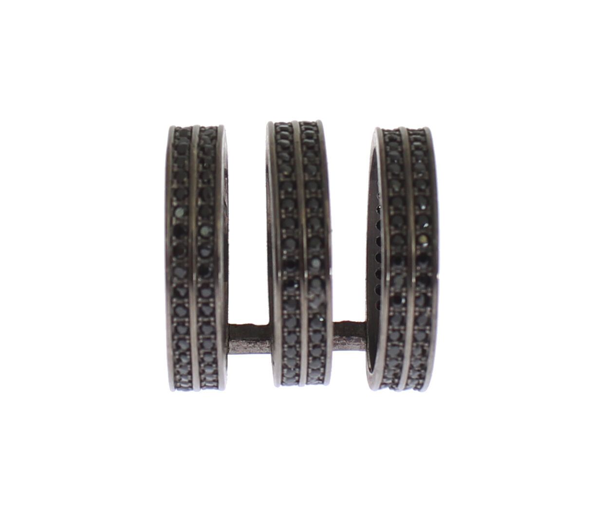 Chic Black Crystal Sterling Silver Ring - ventzia