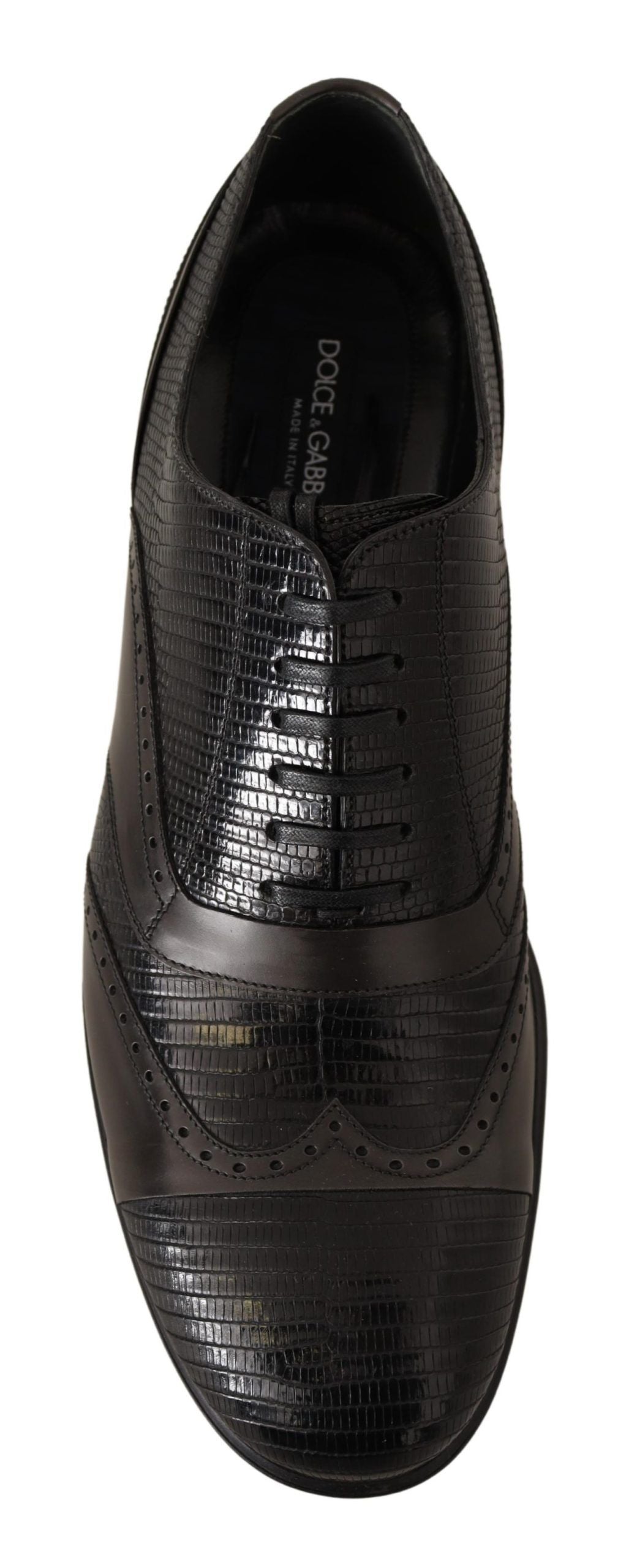 Elegant Brown Lizard Leather Oxford Shoes - ventzia