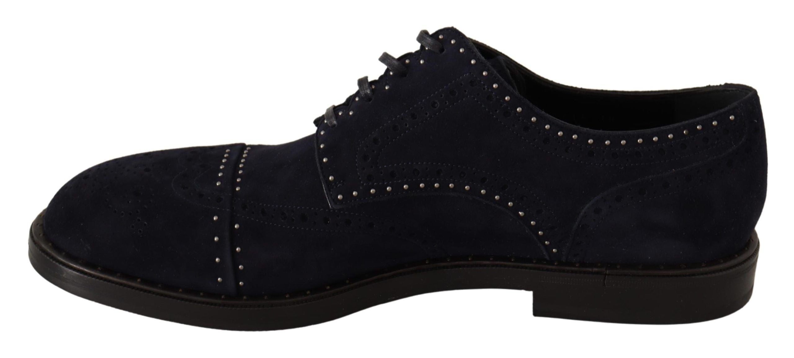 Elegant Suede Derby Shoes with Silver Studs - ventzia
