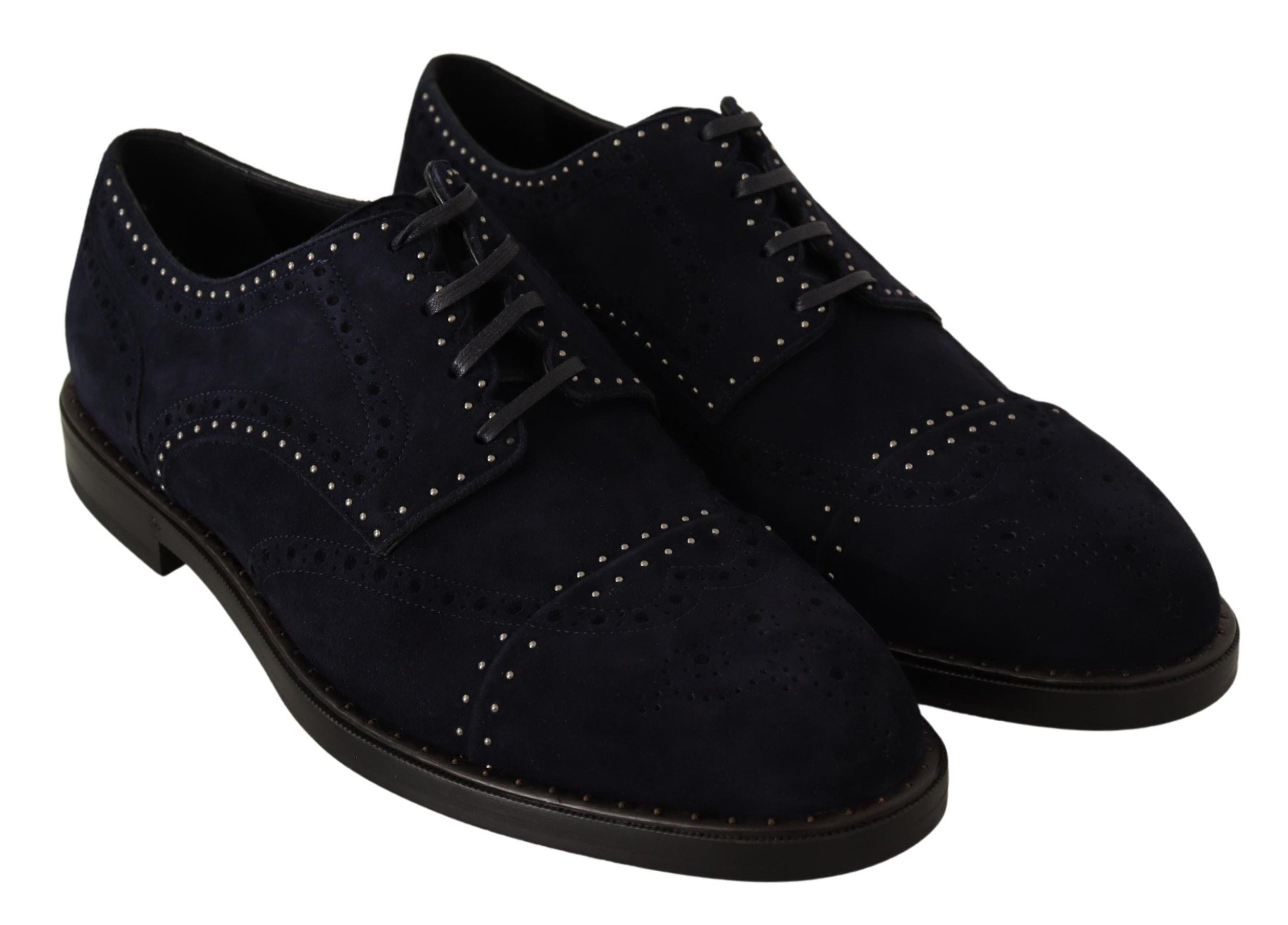 Elegant Suede Derby Shoes with Silver Studs - ventzia