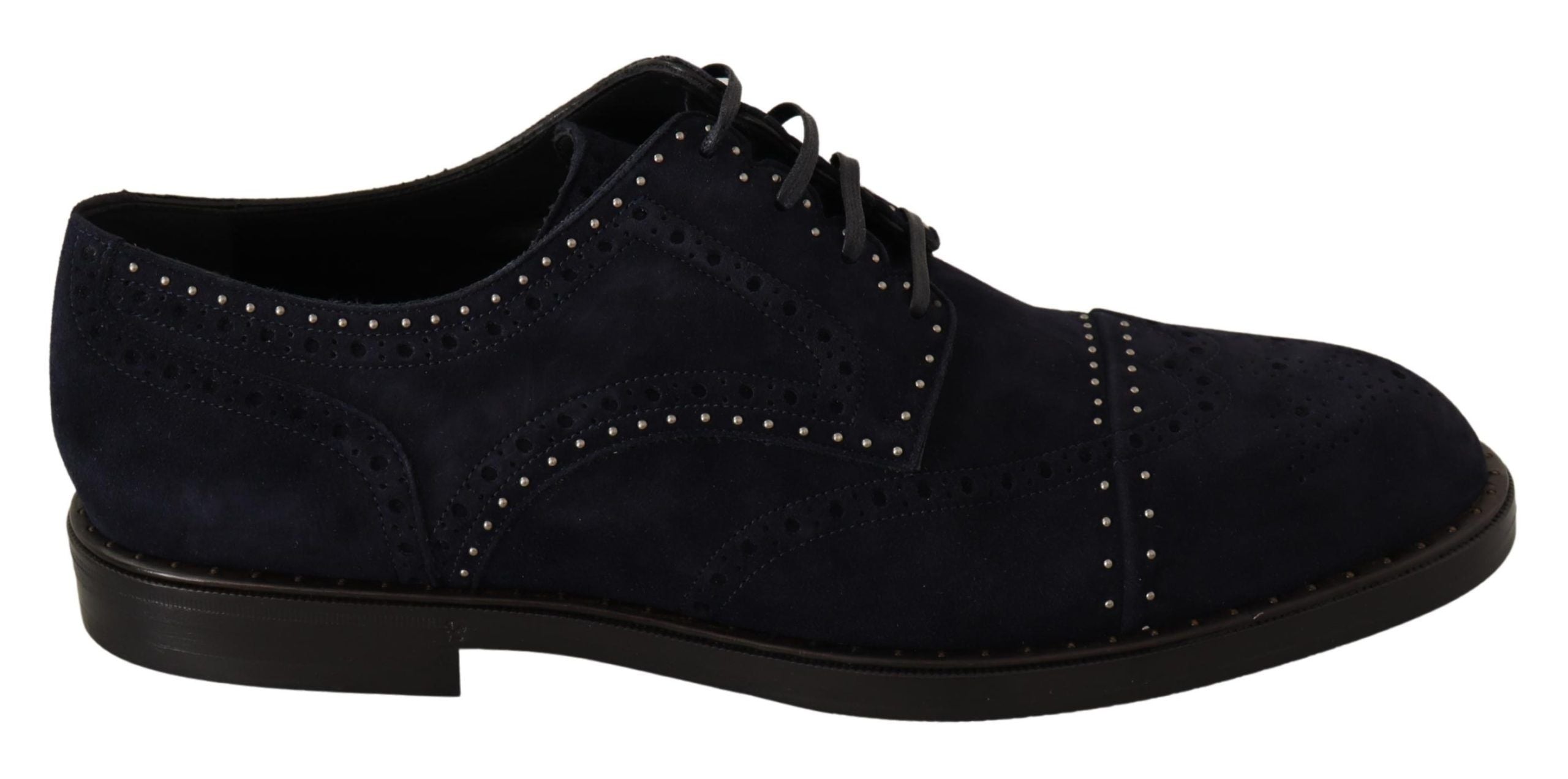 Elegant Suede Derby Shoes with Silver Studs - ventzia