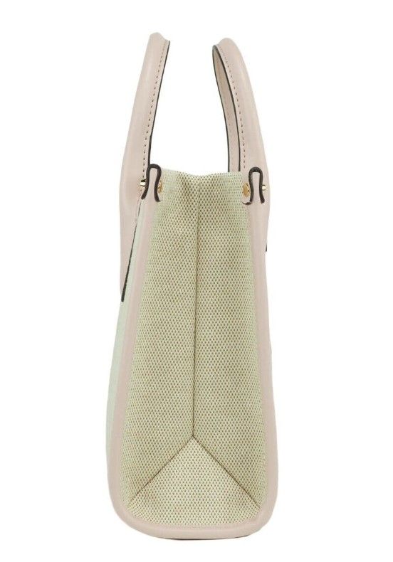 Mirella Small Powder Blush Canvas Shopper Crossbody Handbag Purse - ventzia