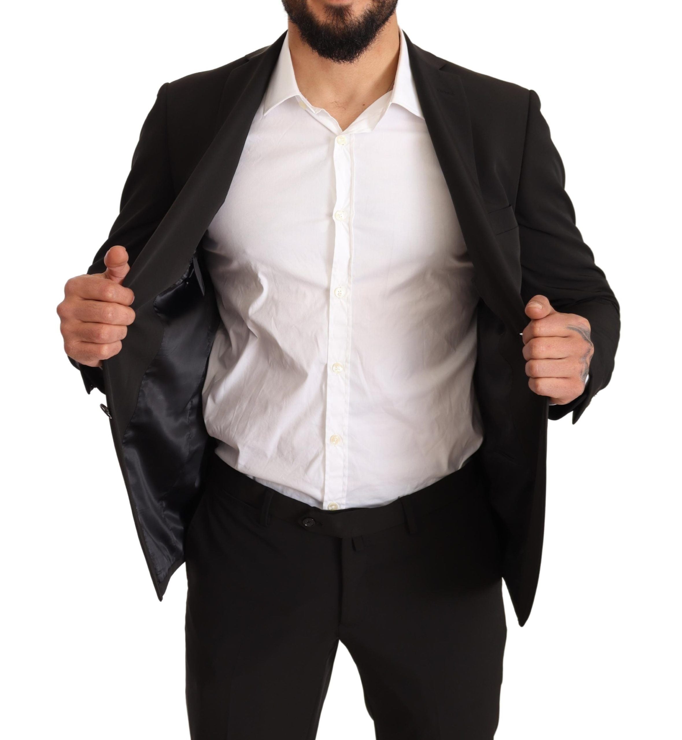 Elegant Black Slim Fit Two-Piece Suit - ventzia