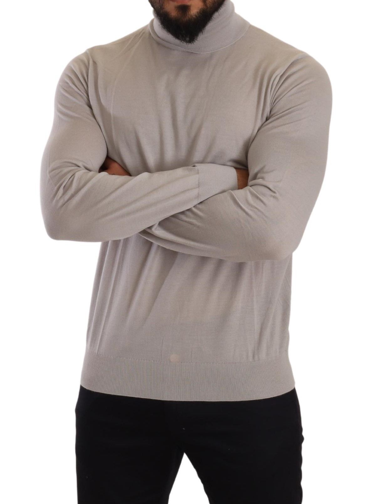 Elegant Light Blue Cashmere Turtleneck Sweater - ventzia