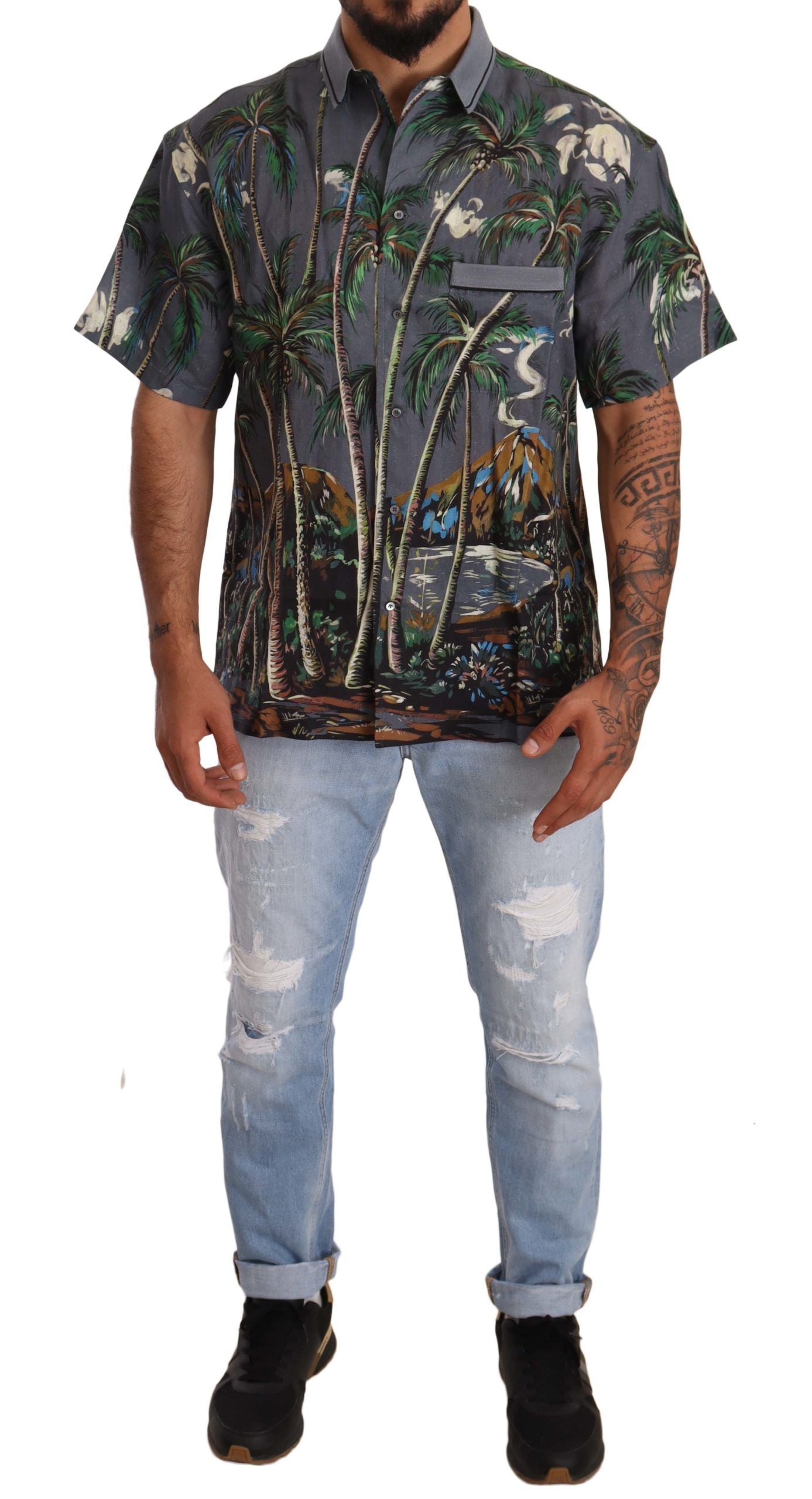 Tropical Elegance Linen Silk Men's Shirt - ventzia